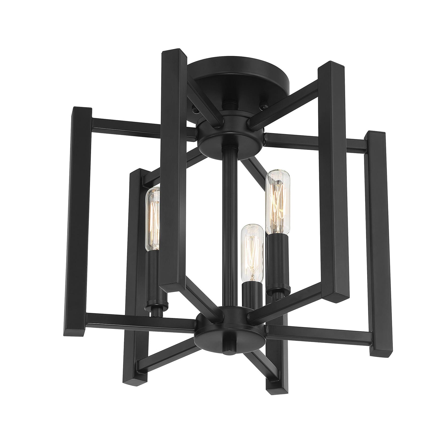 Savoy House Benson 3 - Light Semi-Flush Mount in  Matte Black