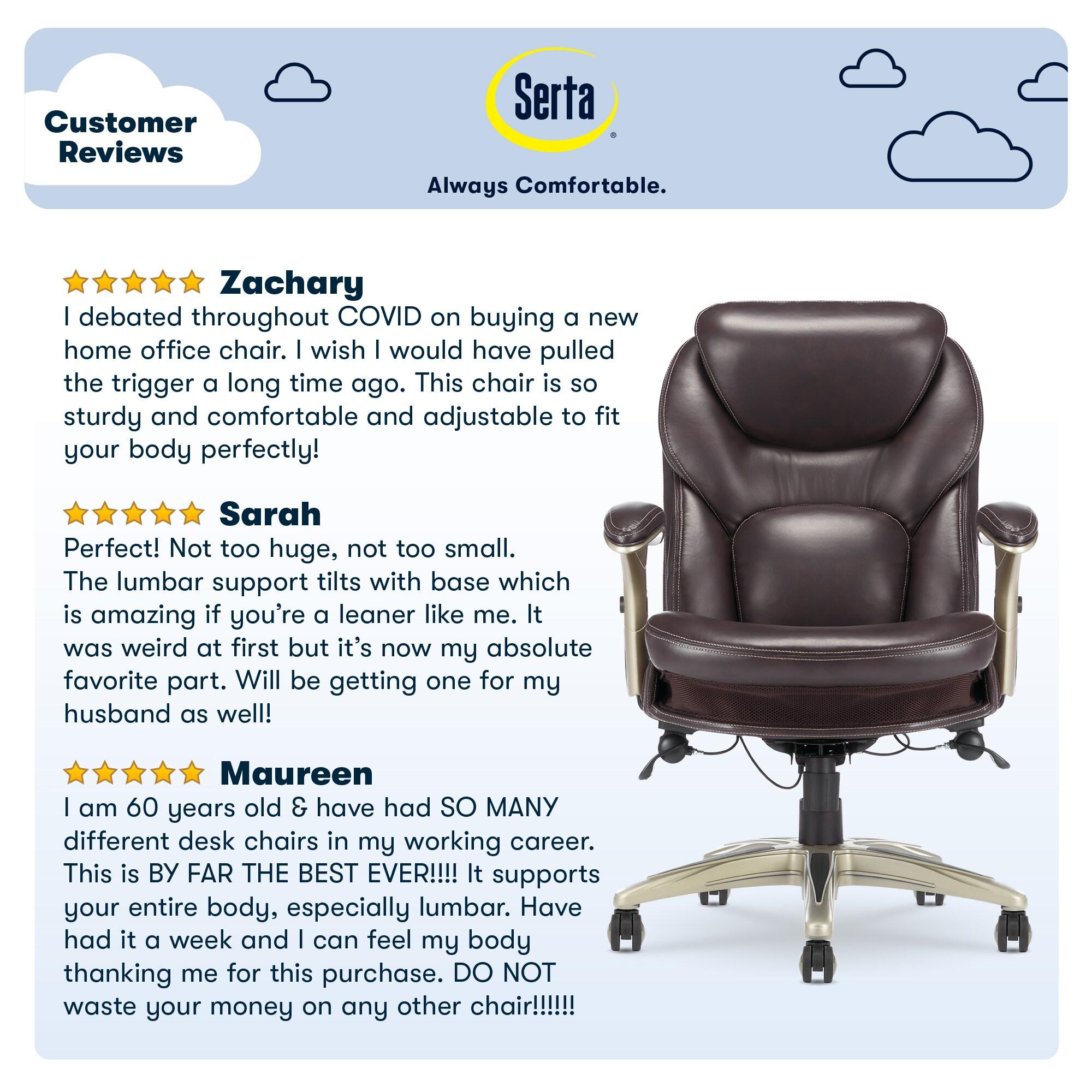 Serta Claremont Ergonomic Executive Office Chair with Back in Motion Technology and Lumbar Support