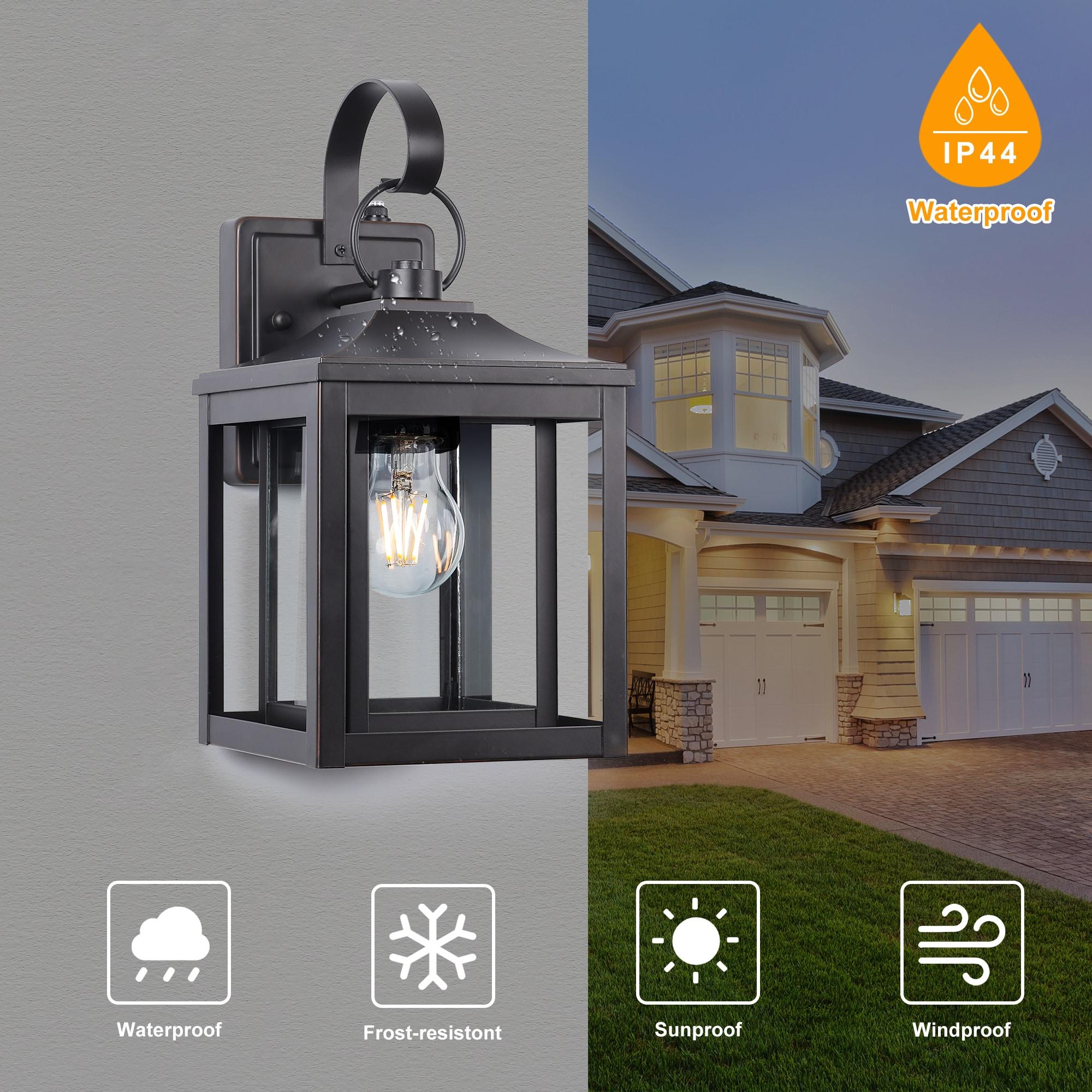 LamQee 1-Light 13"H Aluminum Outdoor Wall Lantern with Dusk to Dawn