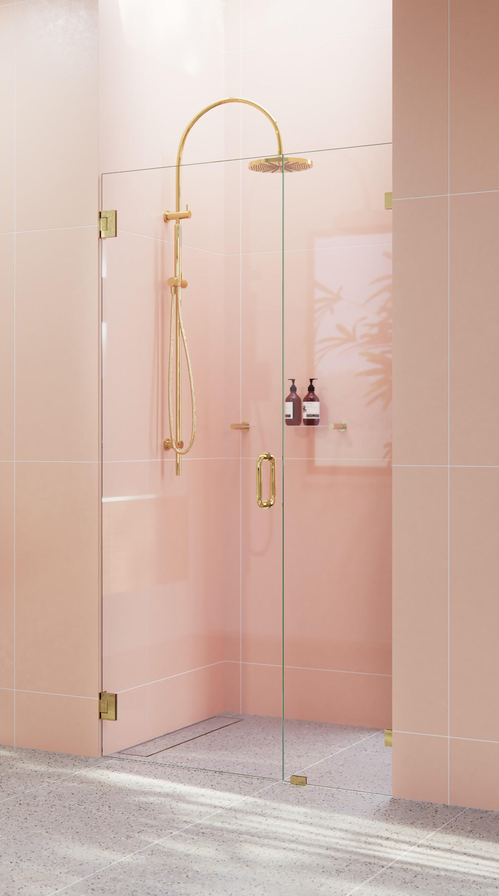 Glass Warehouse Illume 36.5 in. x 78 in. Fully Frameless Wall Hinge Shower Door GW-WH-36-5-PB