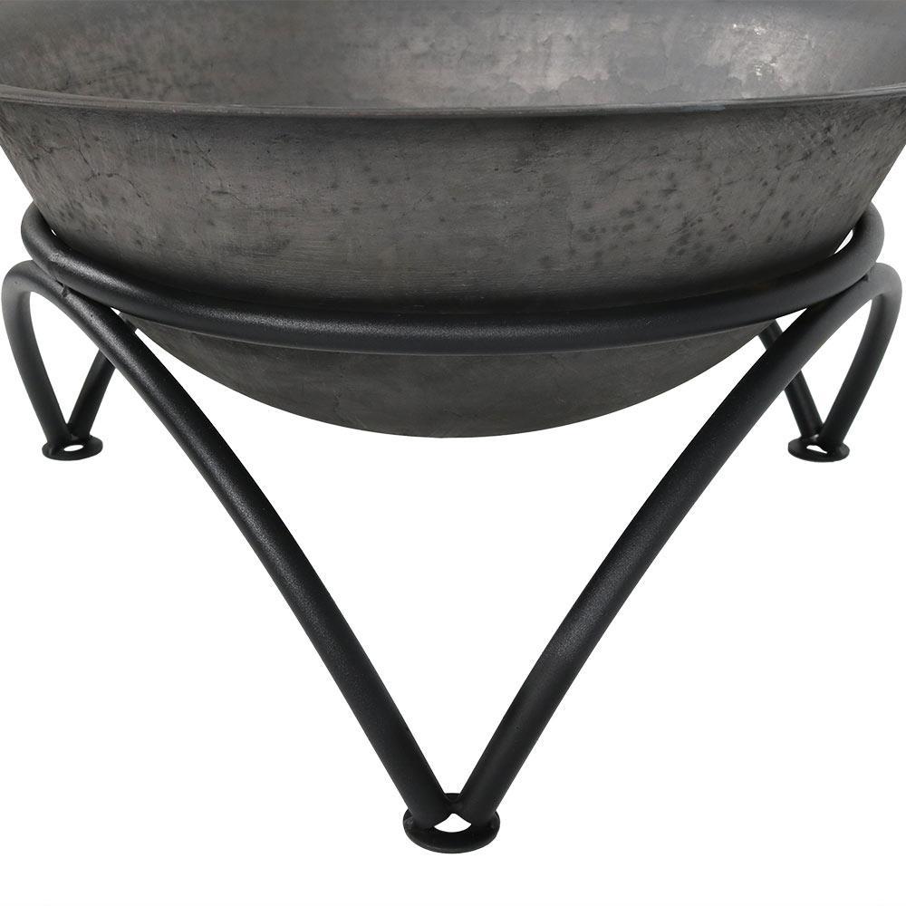 SunnyDaze Decor 23.5" Round Wood-Burning Dark Gray Finish Cast Iron Fire Pit Bowl and Stand