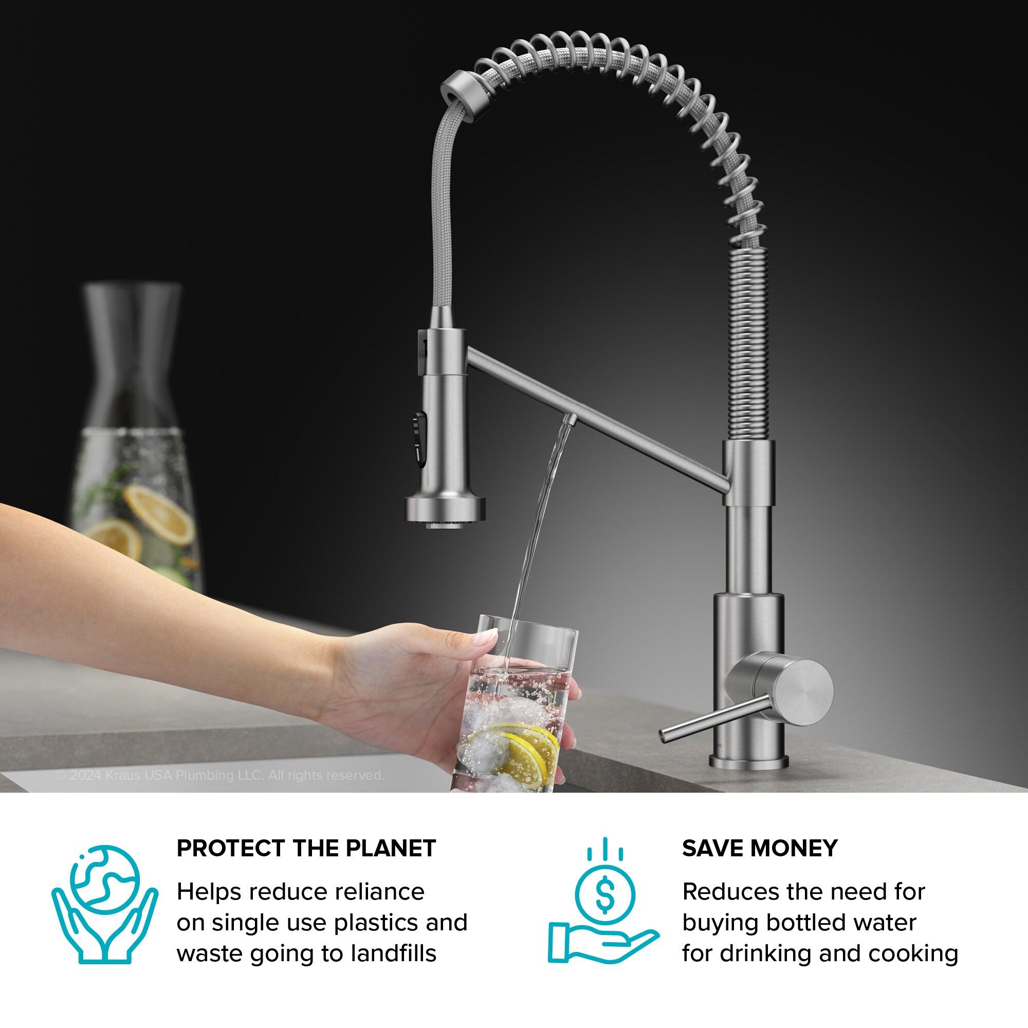 KRAUS Bolden 2-in-1 Commercial Style Pull-Down Single Handle Water Filter Kitchen Faucet for Reverse Osmosis or Water Filtration System in Spot Free Stainless Steel