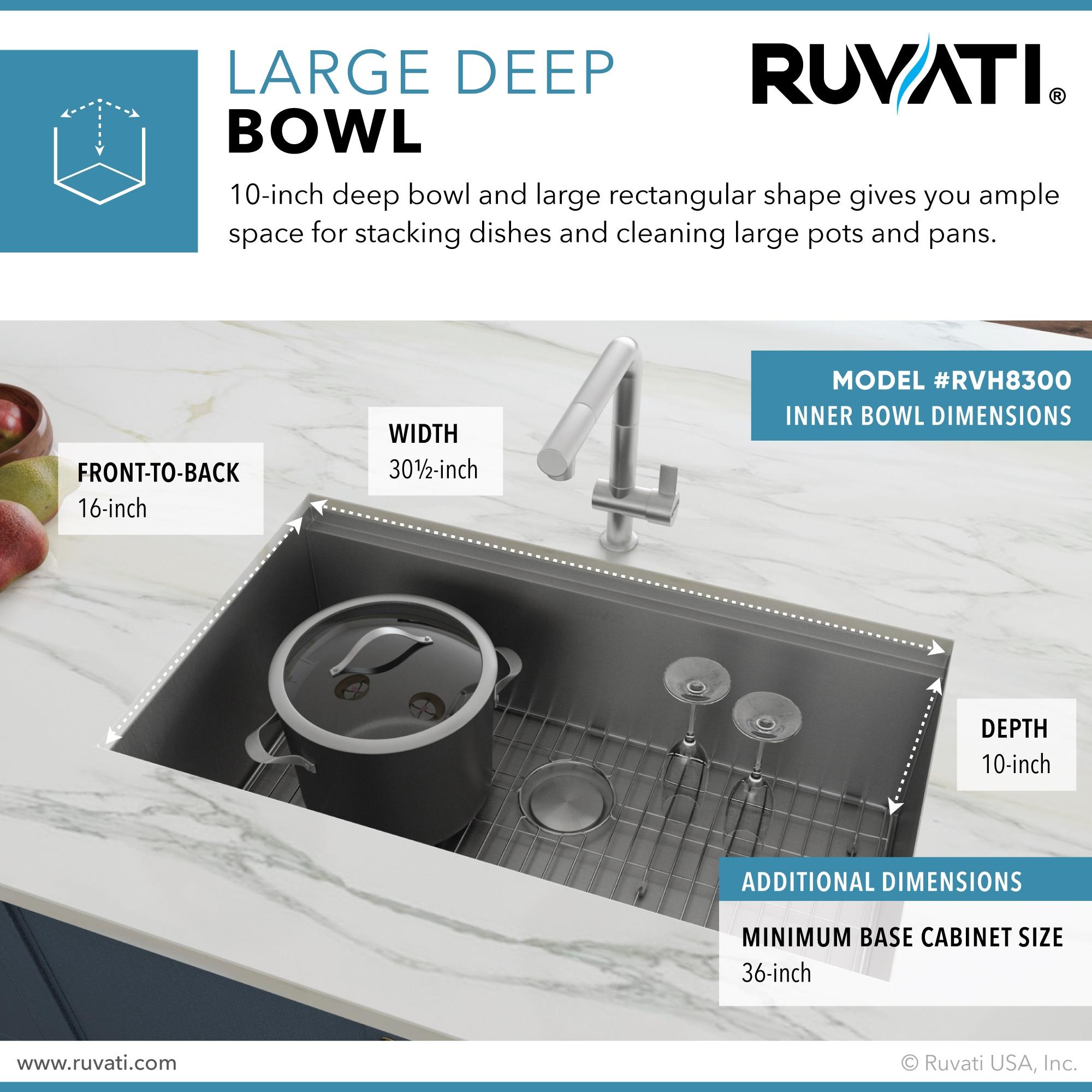 Ruvati Workstation Undermount 16 Gauge Stainless Steel Kitchen Sink Single Bowl