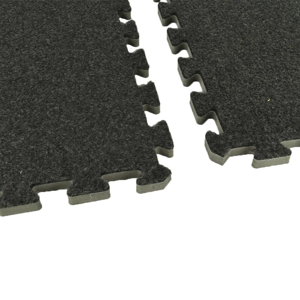 Charcoal 24" x 24" Interlocking Carpet Tiles with Foam Padding