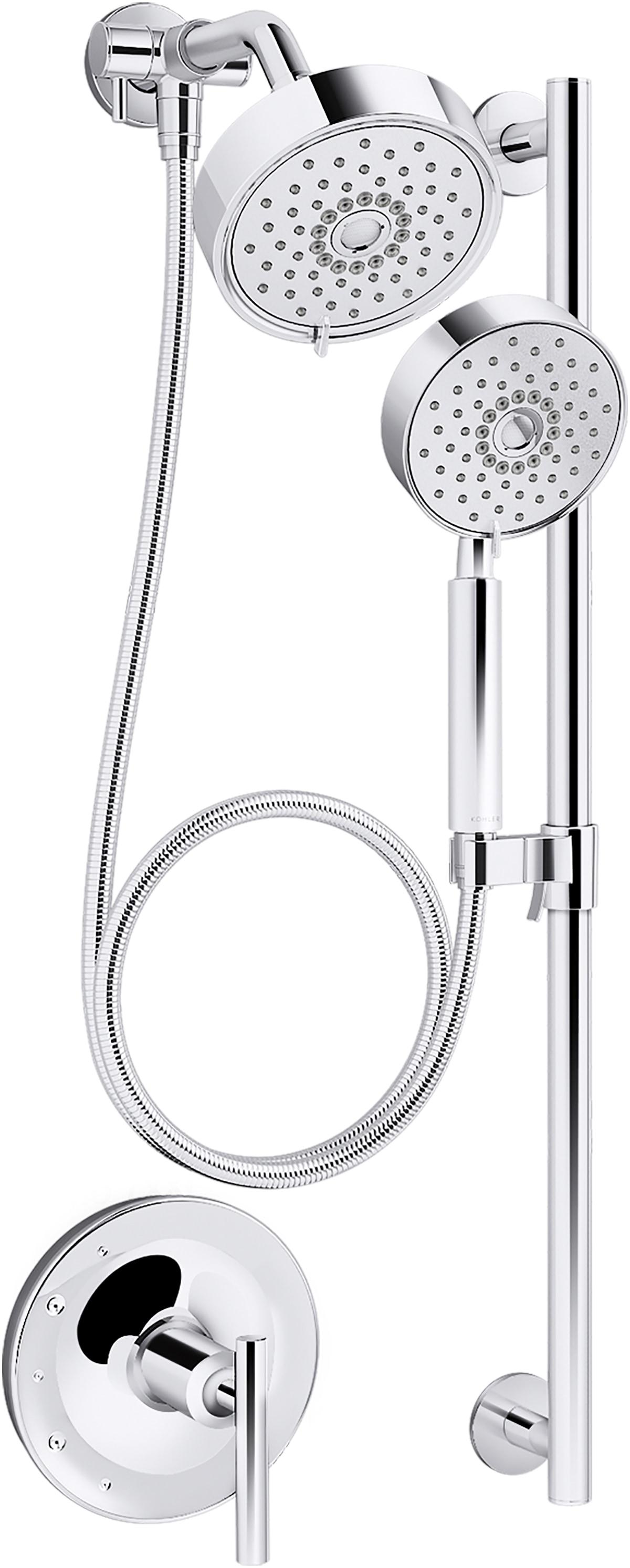 Kohler Purist Performance Showering Kit, 2.5 GPM Multifunction Showerhead and Handshower Package, Three Spray Settings