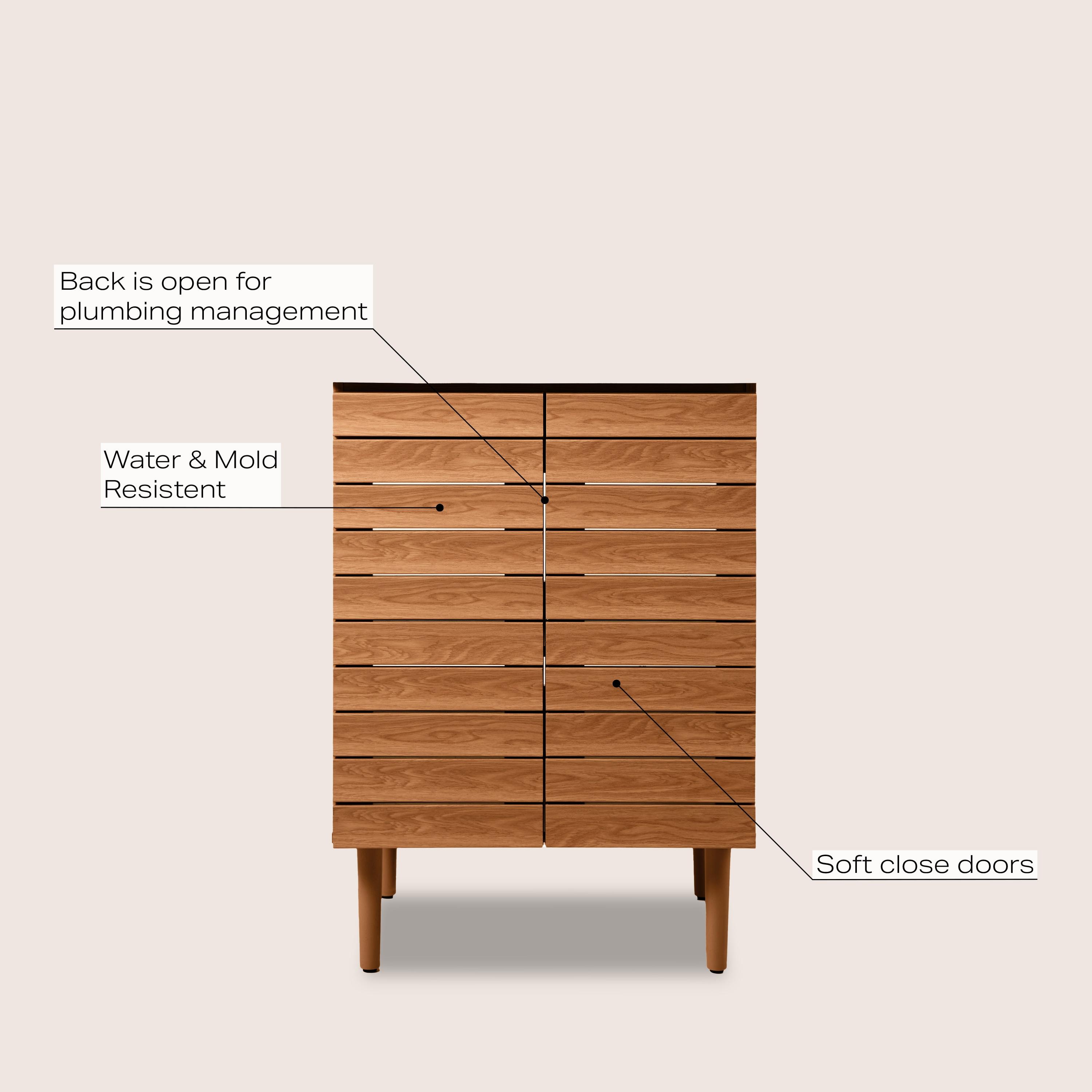 Aubert 24" Slat Modern Farmhouse 2-Shelf Bath Vanity Cabinet Only (Sink Basin not Included)