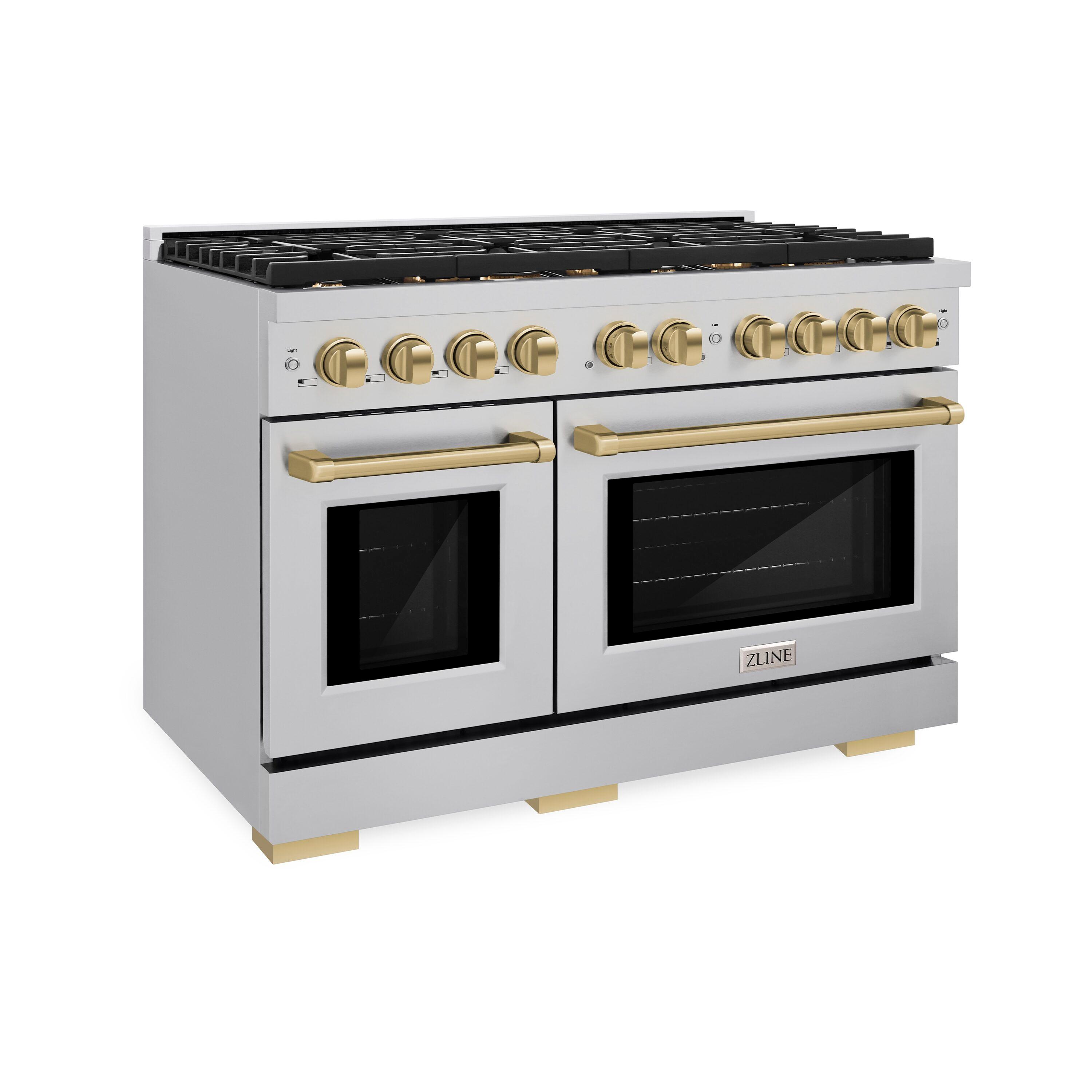 ZLINE Autograph Edition 48" Paramount Gas Range w/ 8 Burners & Champagne Bronze Accents