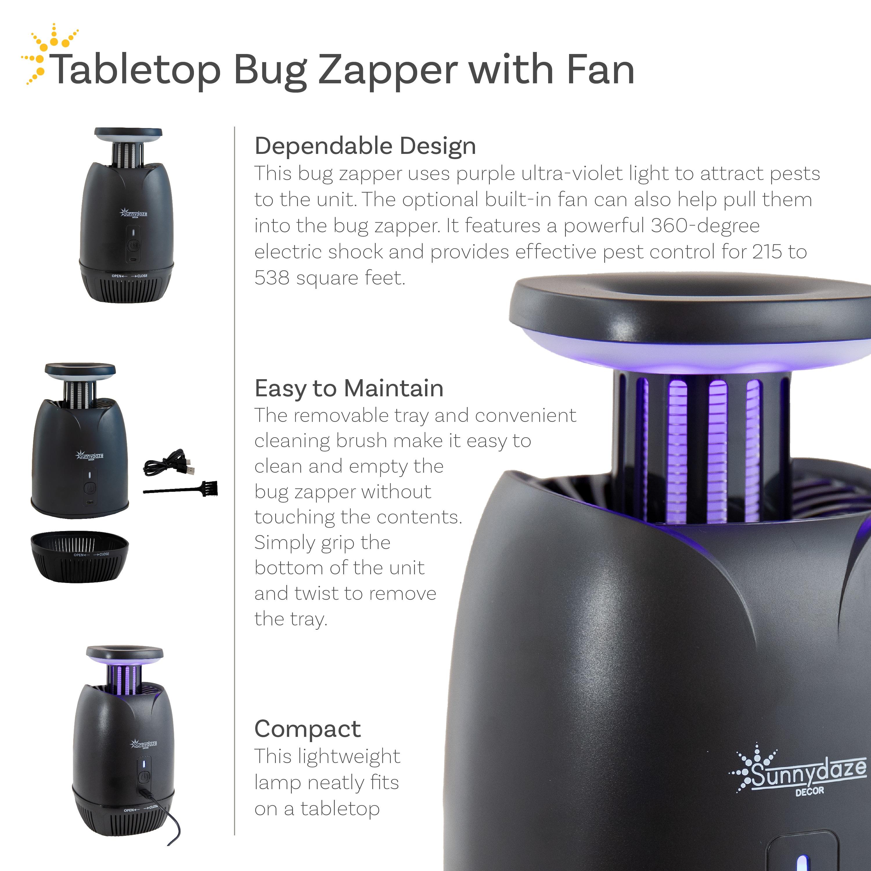 SunnyDaze Decor Tabletop Bug Zapper with Violet Light and Built-In Fan