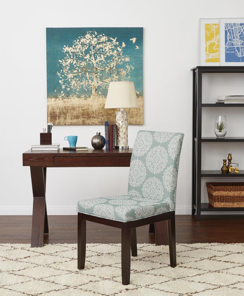 Dakota Parsons Chair Gabrielle Sky - OSP Home Furnishings: Classic Espresso Legs, Padded Seat
