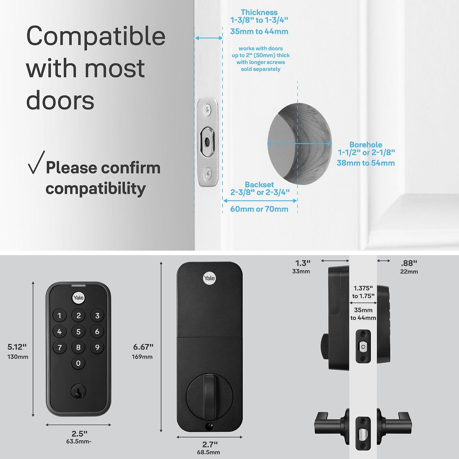 Yale Matte Black Keypad Deadbolt Lock with Adjustable Latch