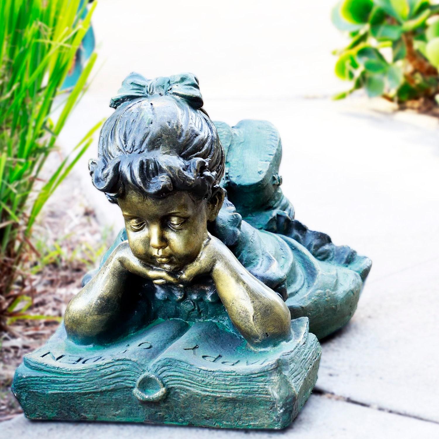 Alpine Corporation Girl Laying Down Reading Book Statue