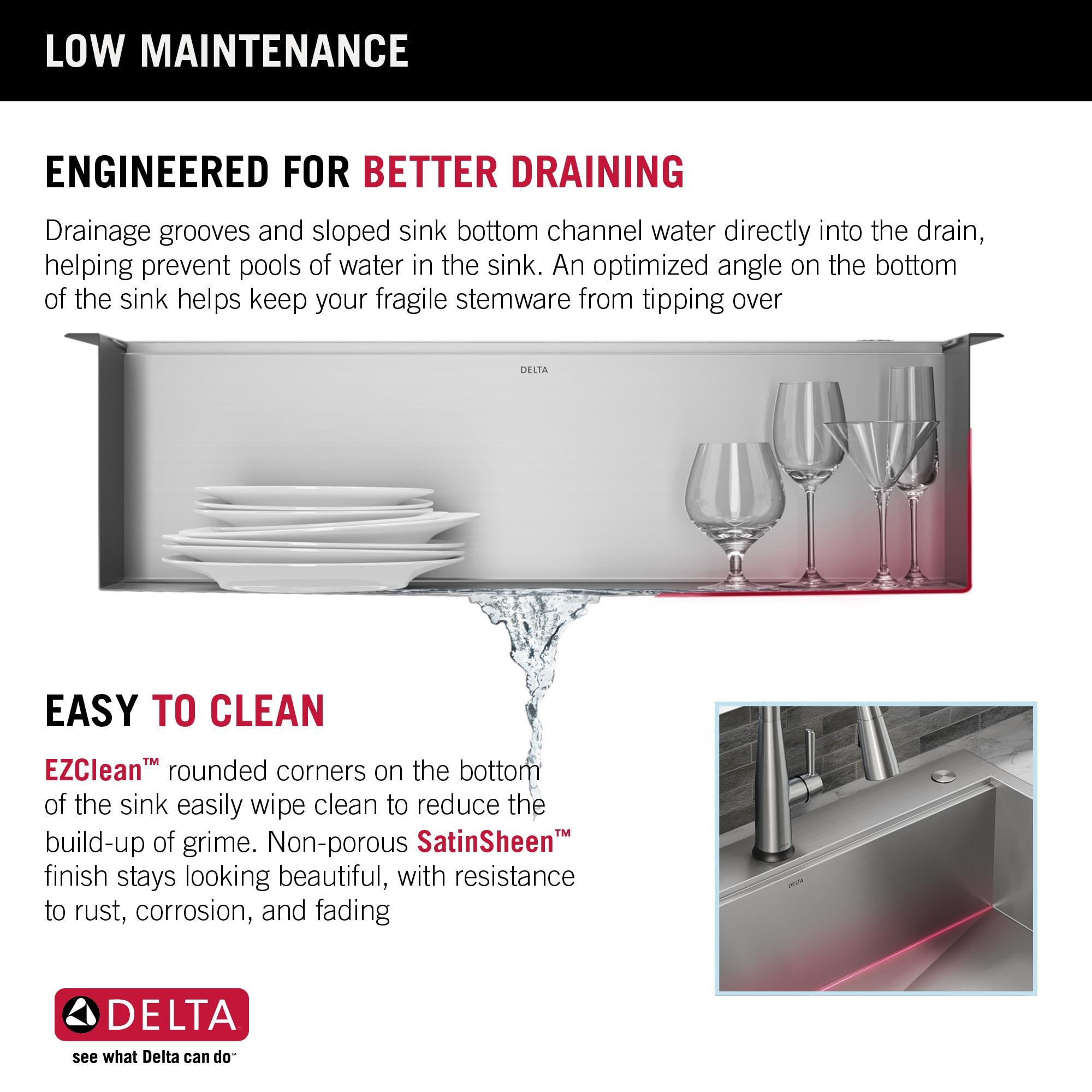 Delta Rivet™ 30" L Workstation Kitchen Sink Drop-In Top Mount 16 Gauge  Stainless Steel Single Bowl