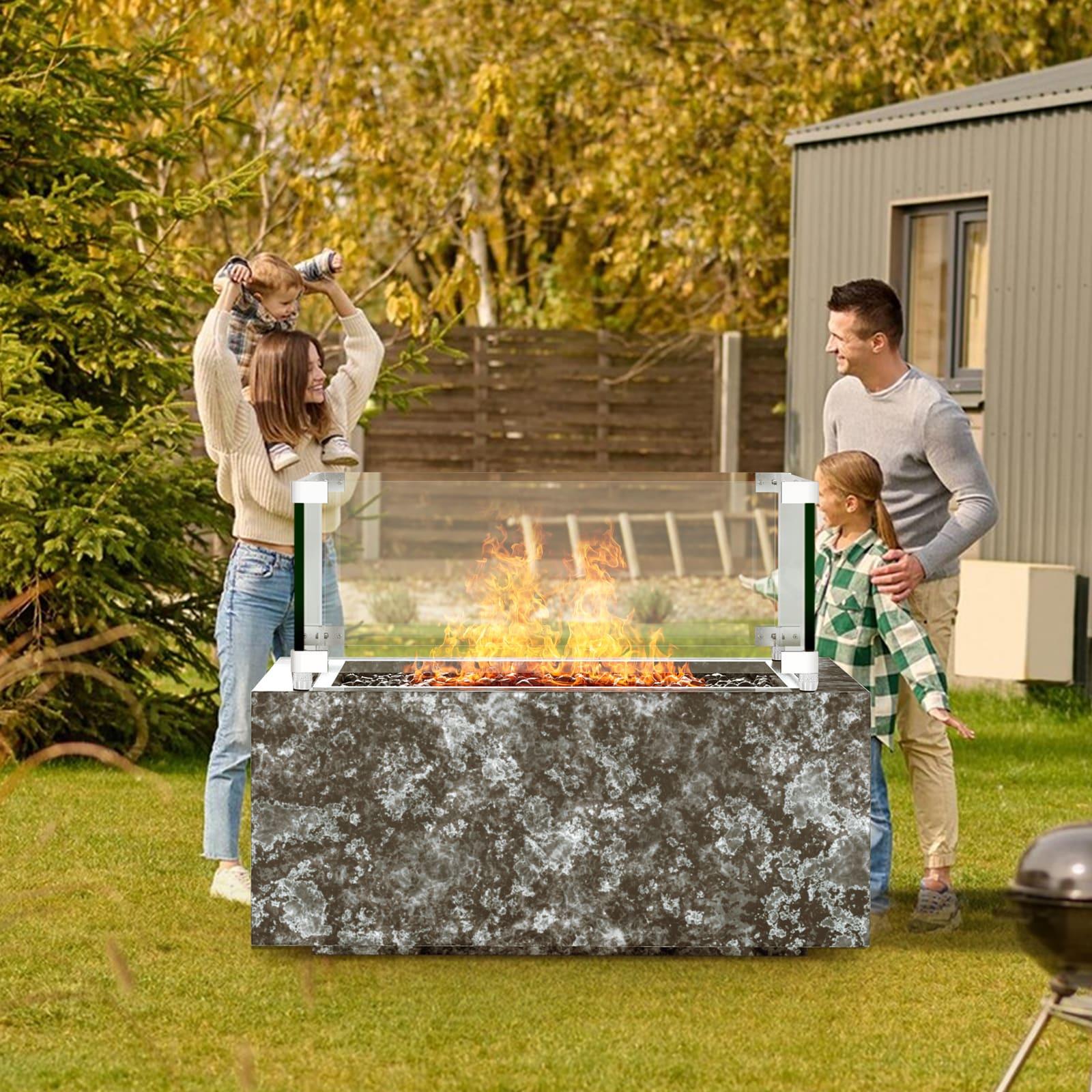 VEVOR Tempered Glass Fire Pit Accessory (Set of 4)