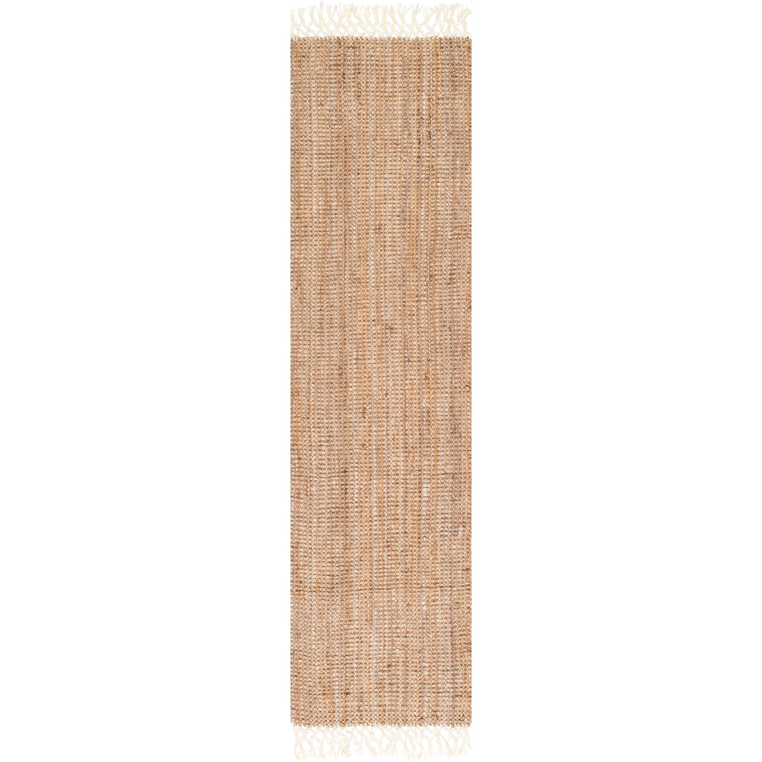 nuLOOM Raleigh Jute Tasseled Natural 2' 6" x 8' Farmhouse Runner Rug