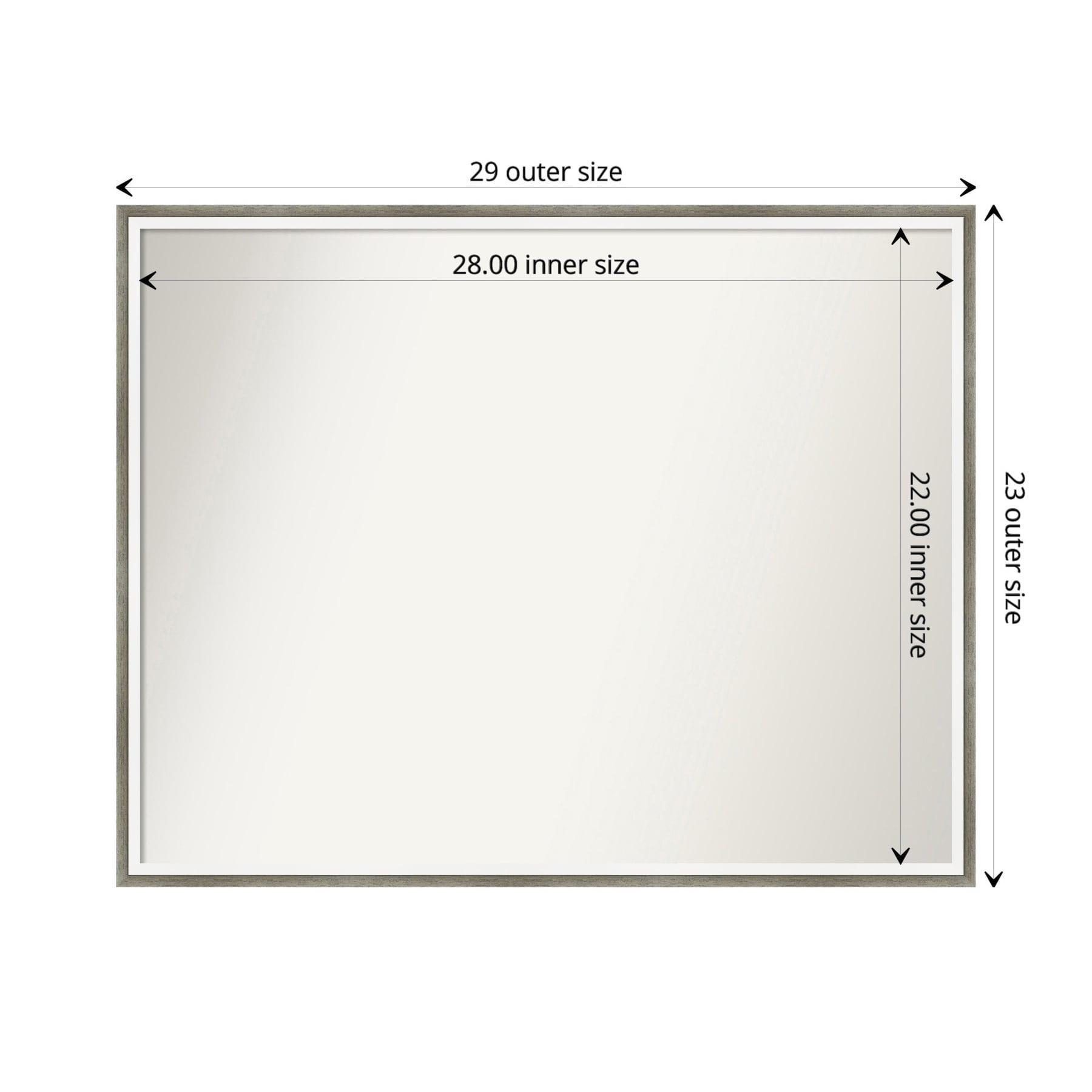 29" x 23" Non-Beveled Lucie Wood Bathroom Wall Mirror Silver - Amanti Art: Modern Rectangle, Includes Mounting Hardware