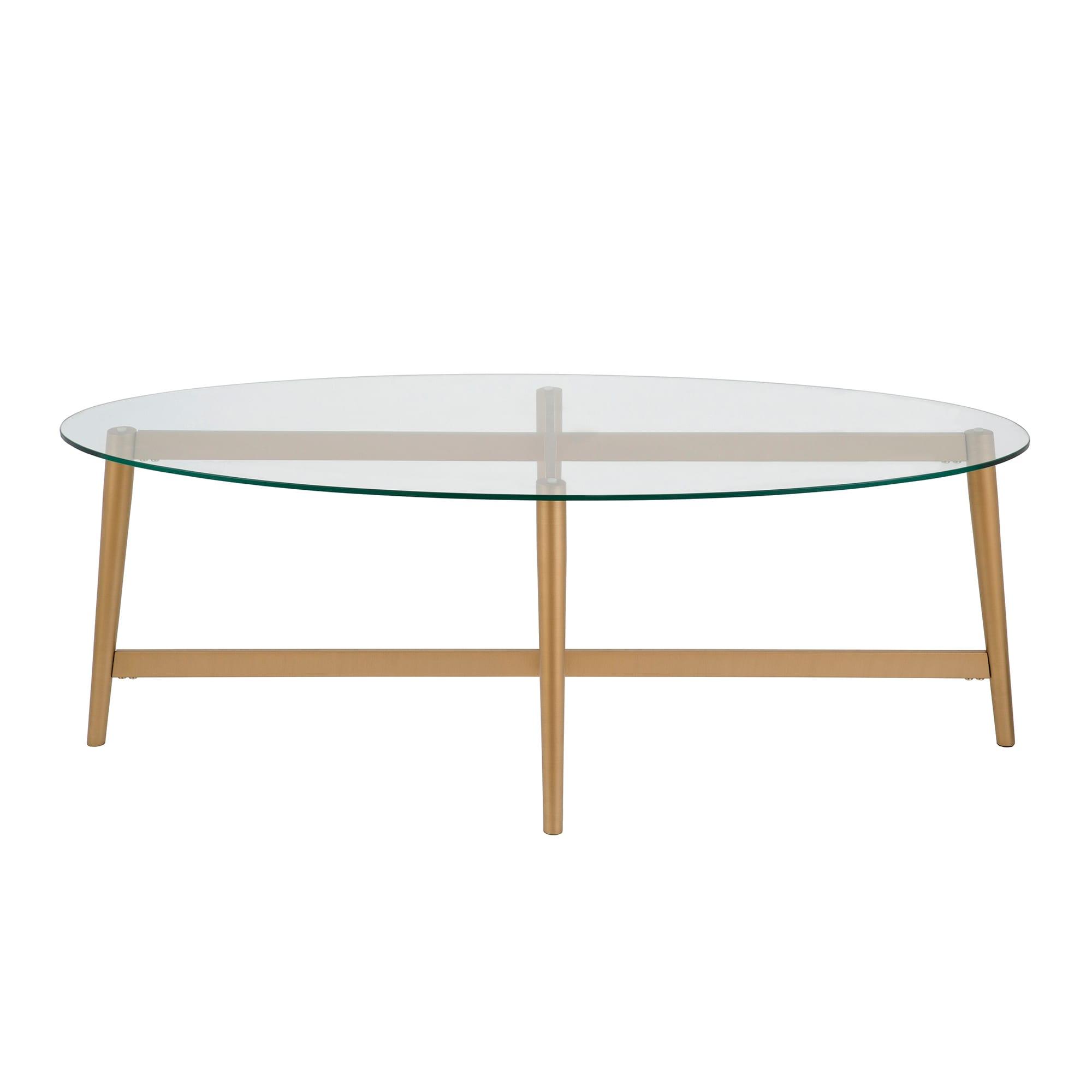 Evelyn&Zoe Olson 50.5" Wide Oval Coffee Table, Brass