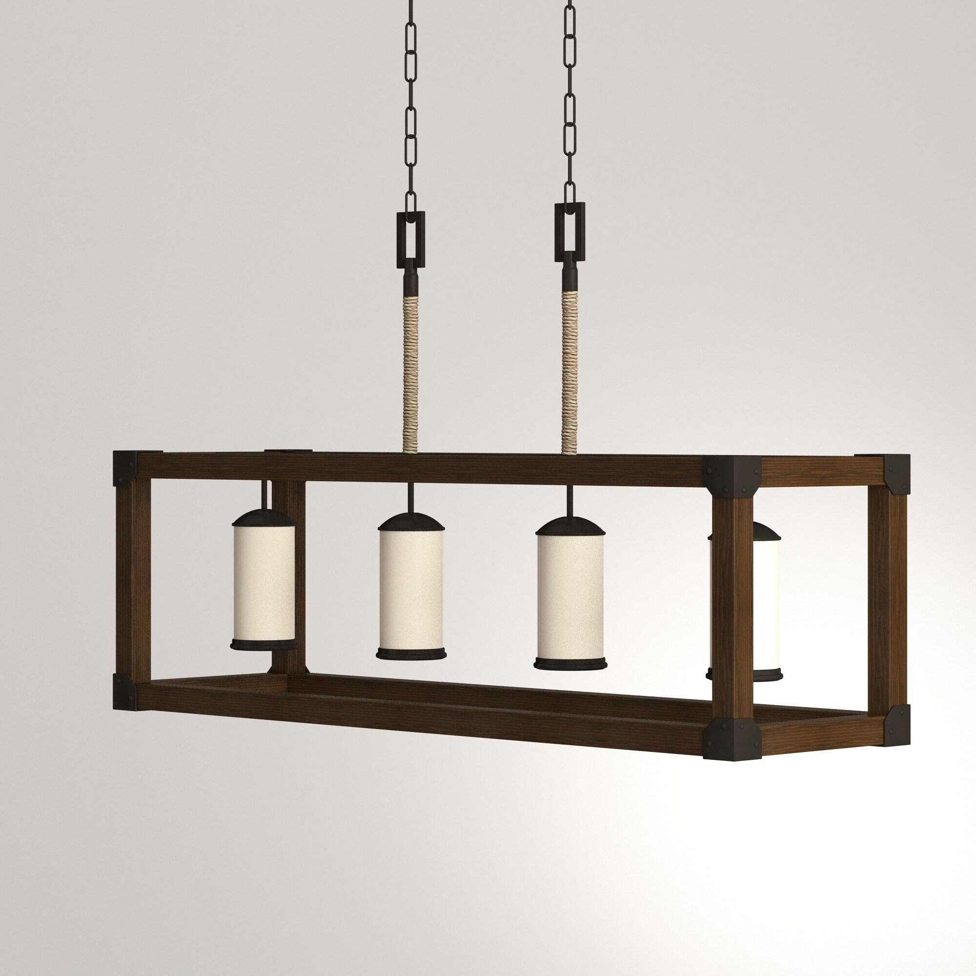 Stardust Finish Four-Light Island Pendant with Creme Parchment Glass