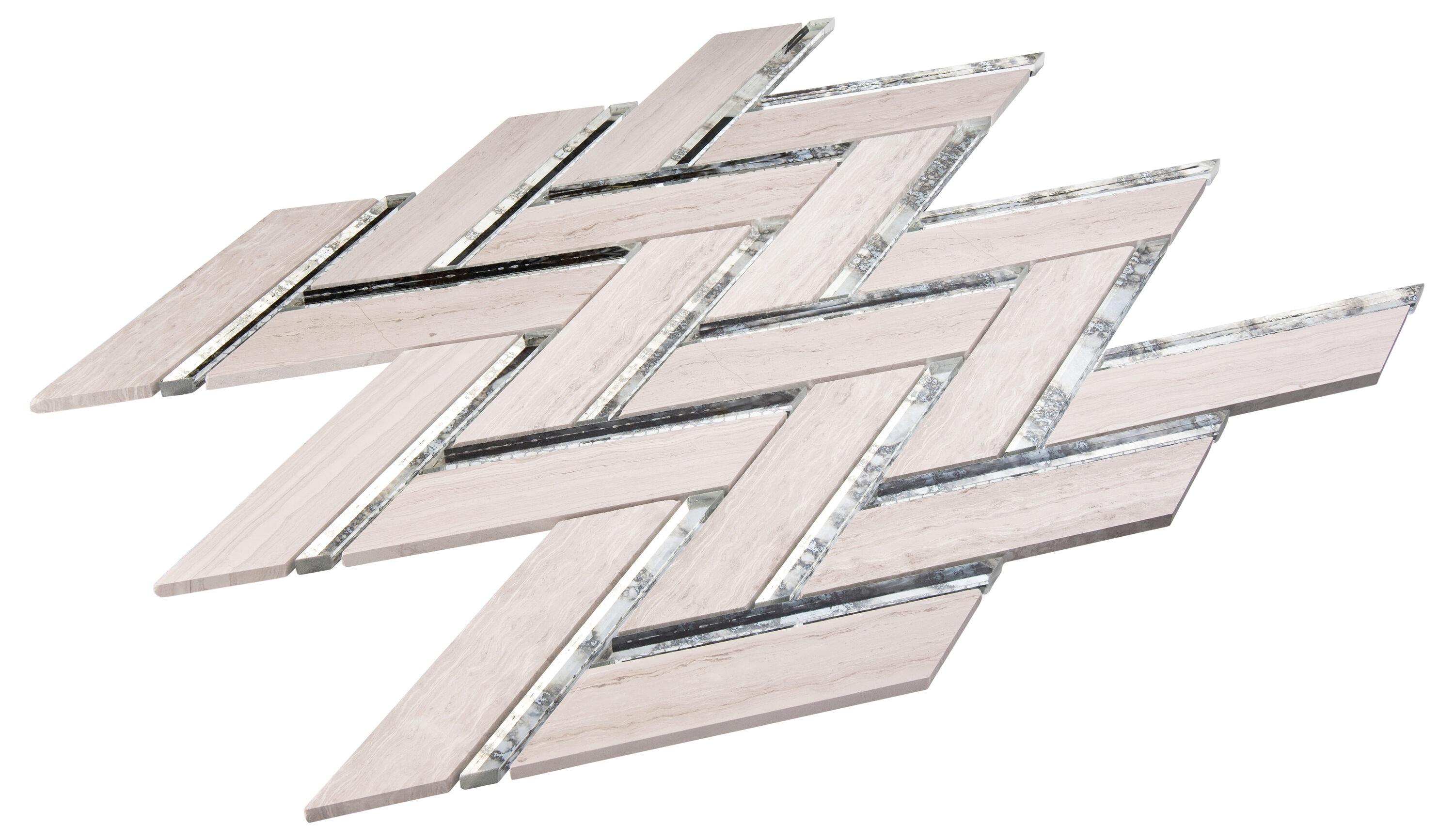 Skylar Stone and Mirror Glass Mosaic Shower Walls, Kitchen Backsplash, Wall and Floor Tile