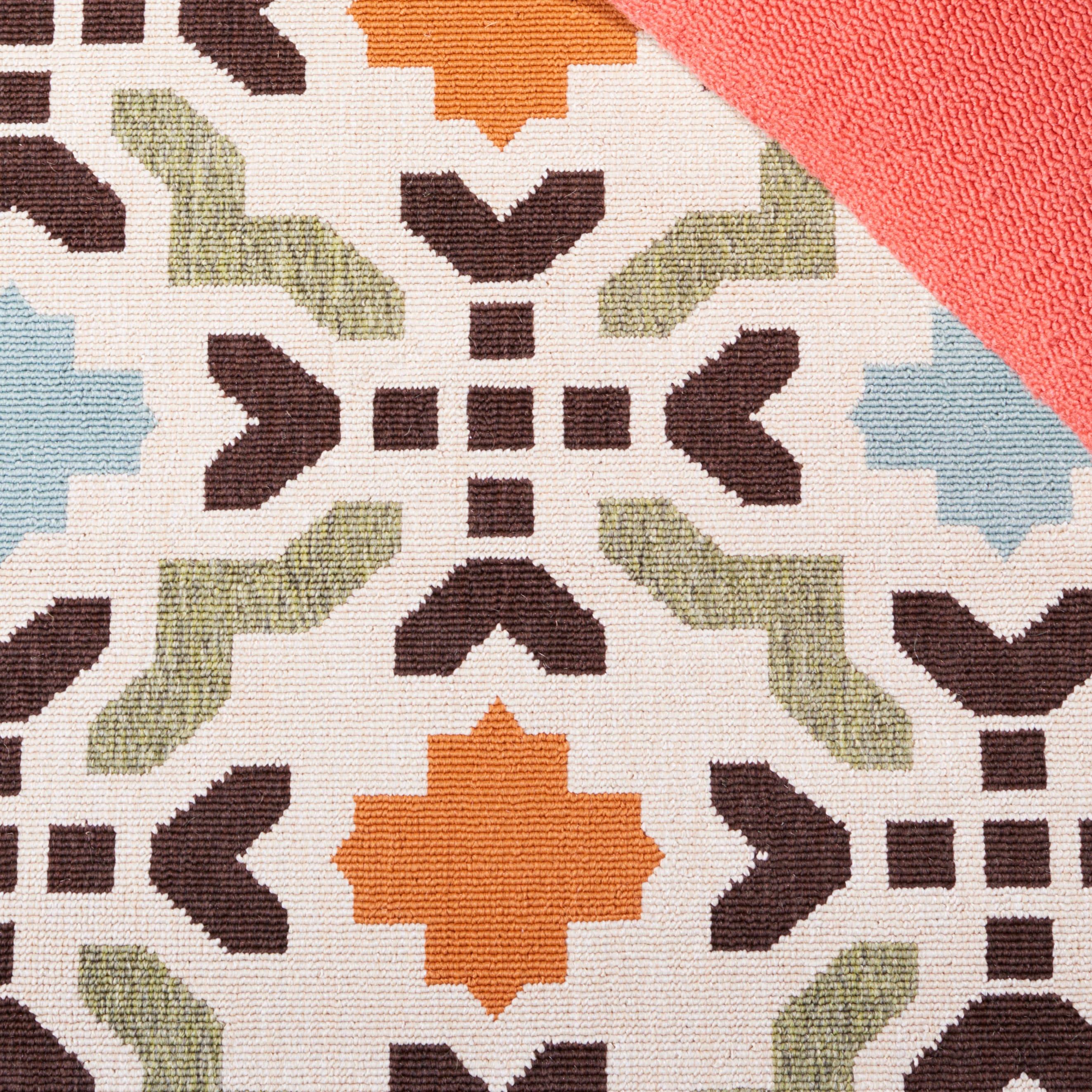 Veranda VER080 Power Loomed Indoor/Outdoor Runner Rug - Cream/Terracotta - 2'3"x8' - Safavieh