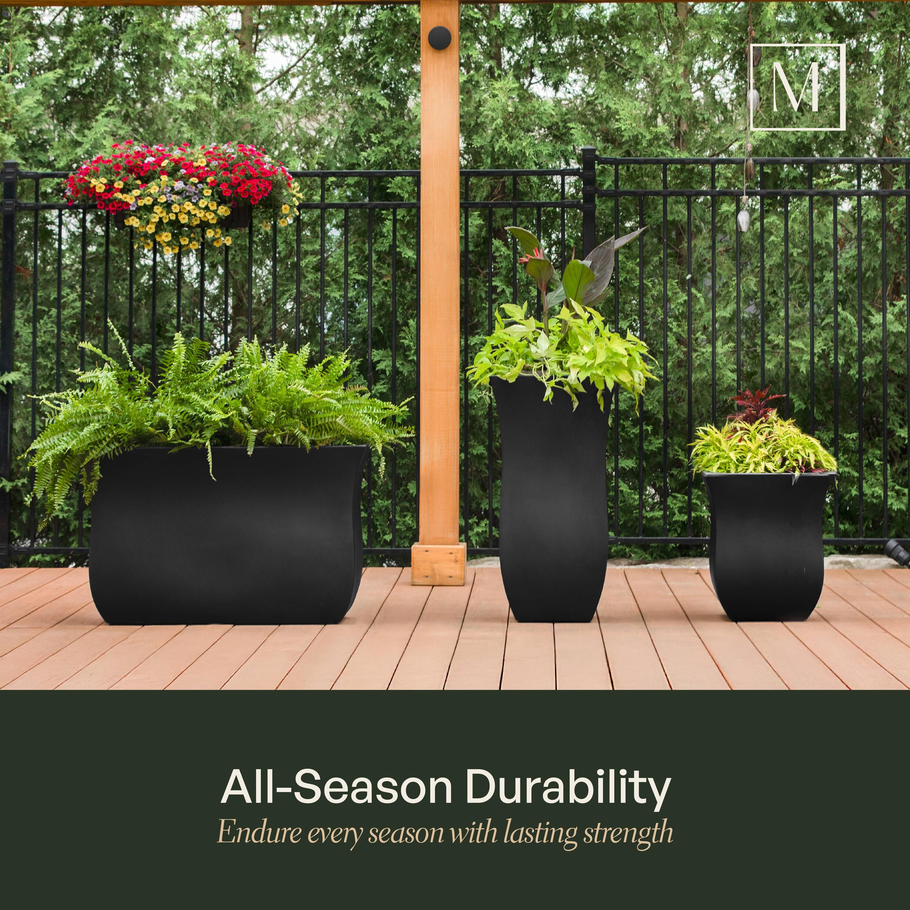 30 in. Valencia Tall Planter, Black