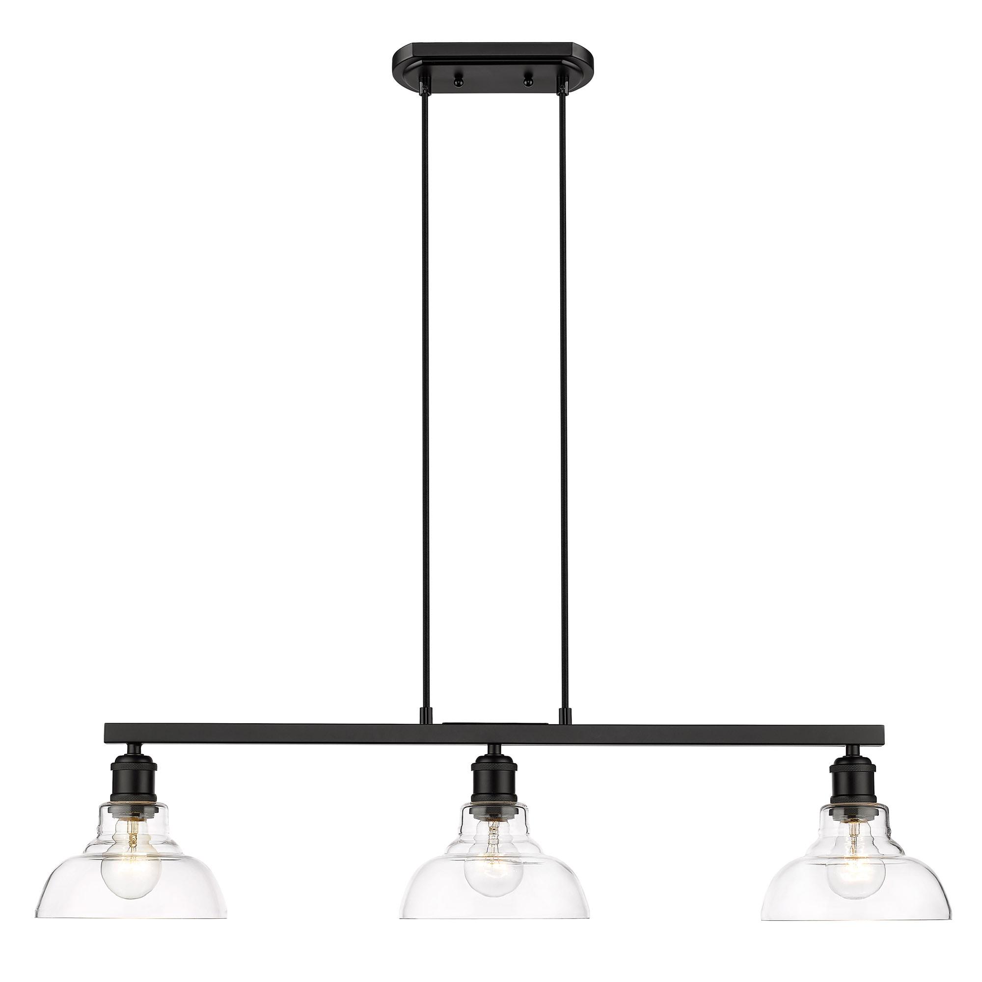 Golden Lighting Carver 3-Light Semi-flush in Matte Black with Clear Glass