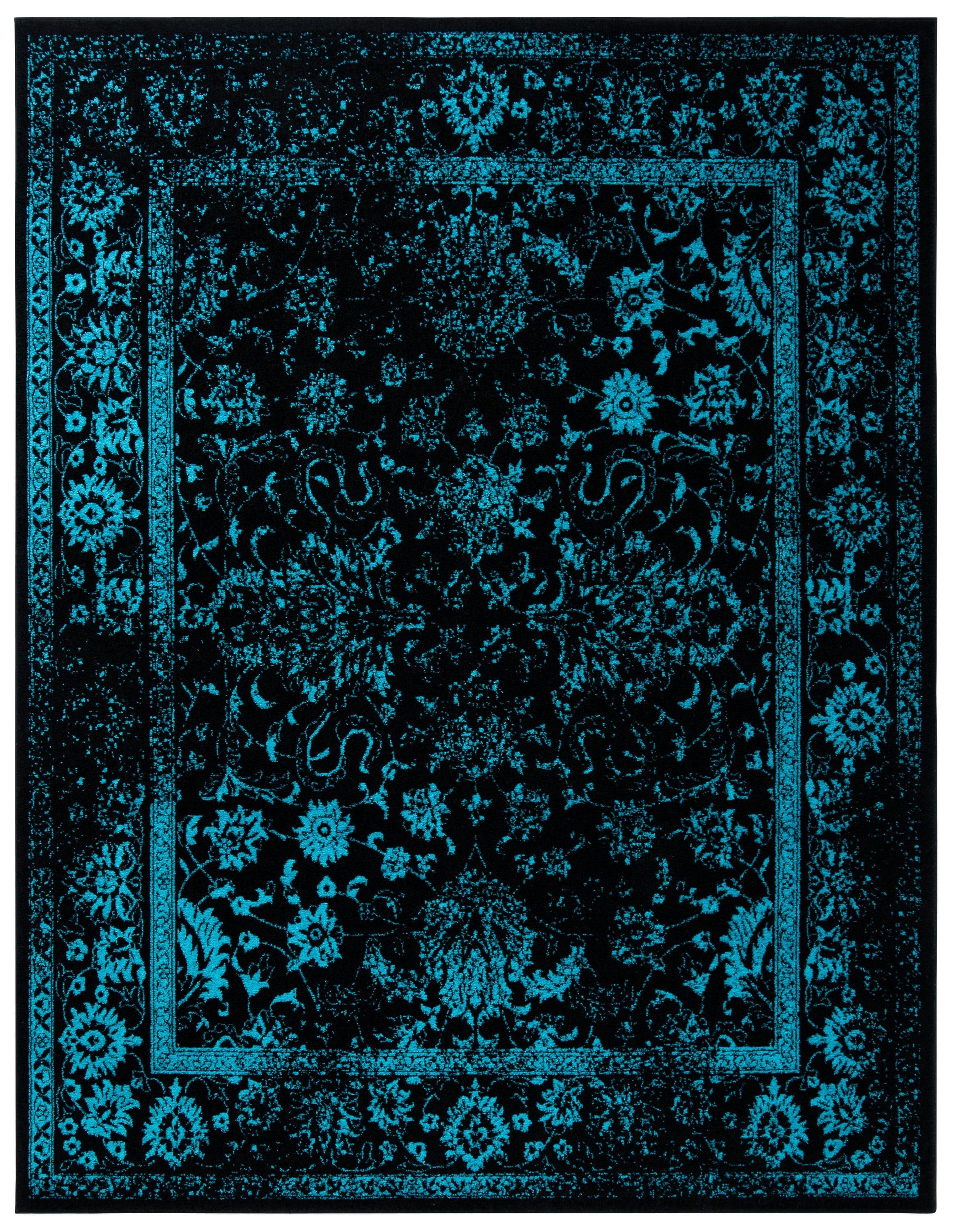 SAFAVIEH Adirondack Wyatt Traditional Area Rug, Black/Teal, 8' x 10'