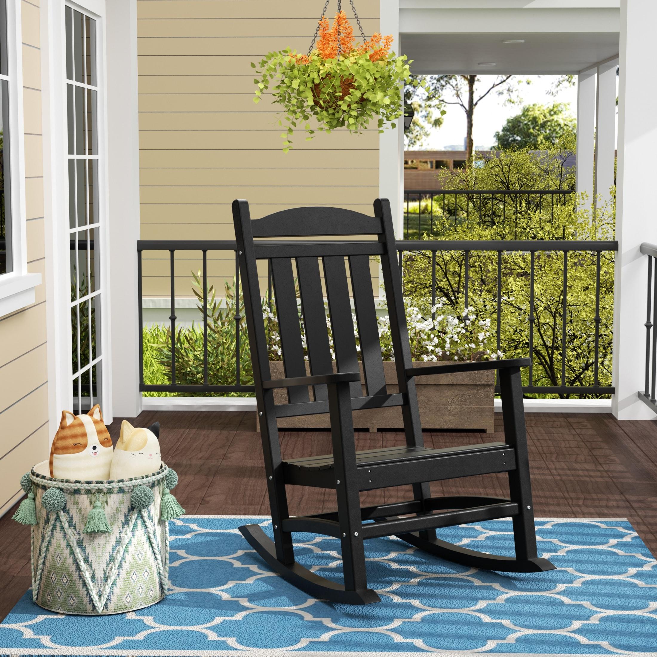 Polytrends  Laguna Hdpe All Weather Outdoor Patio Rocking Chair Black