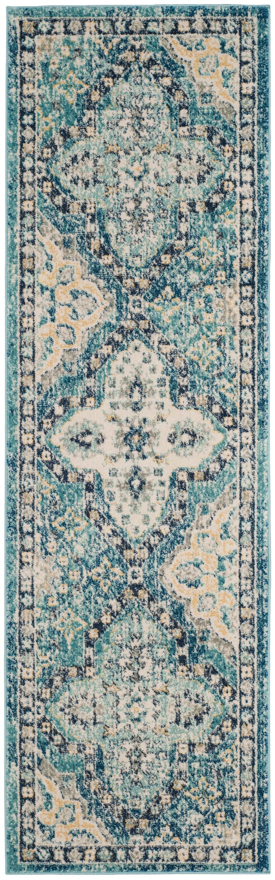 Evoke EVK274 Power Loomed Indoor Runner - Light Blue/Ivory - 2'2"x5' - Safavieh