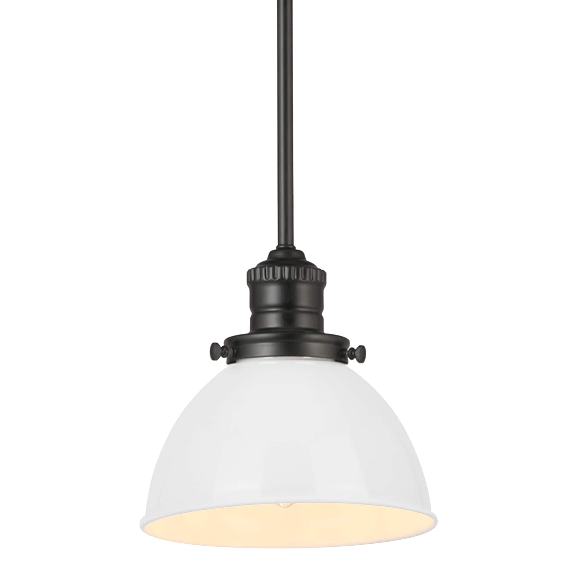 Design House 588327 Savannah Farmhouse 1-Light Indoor Pendant Dimmable White Metal Shade for Kitchen island barDining Room, Matte Black