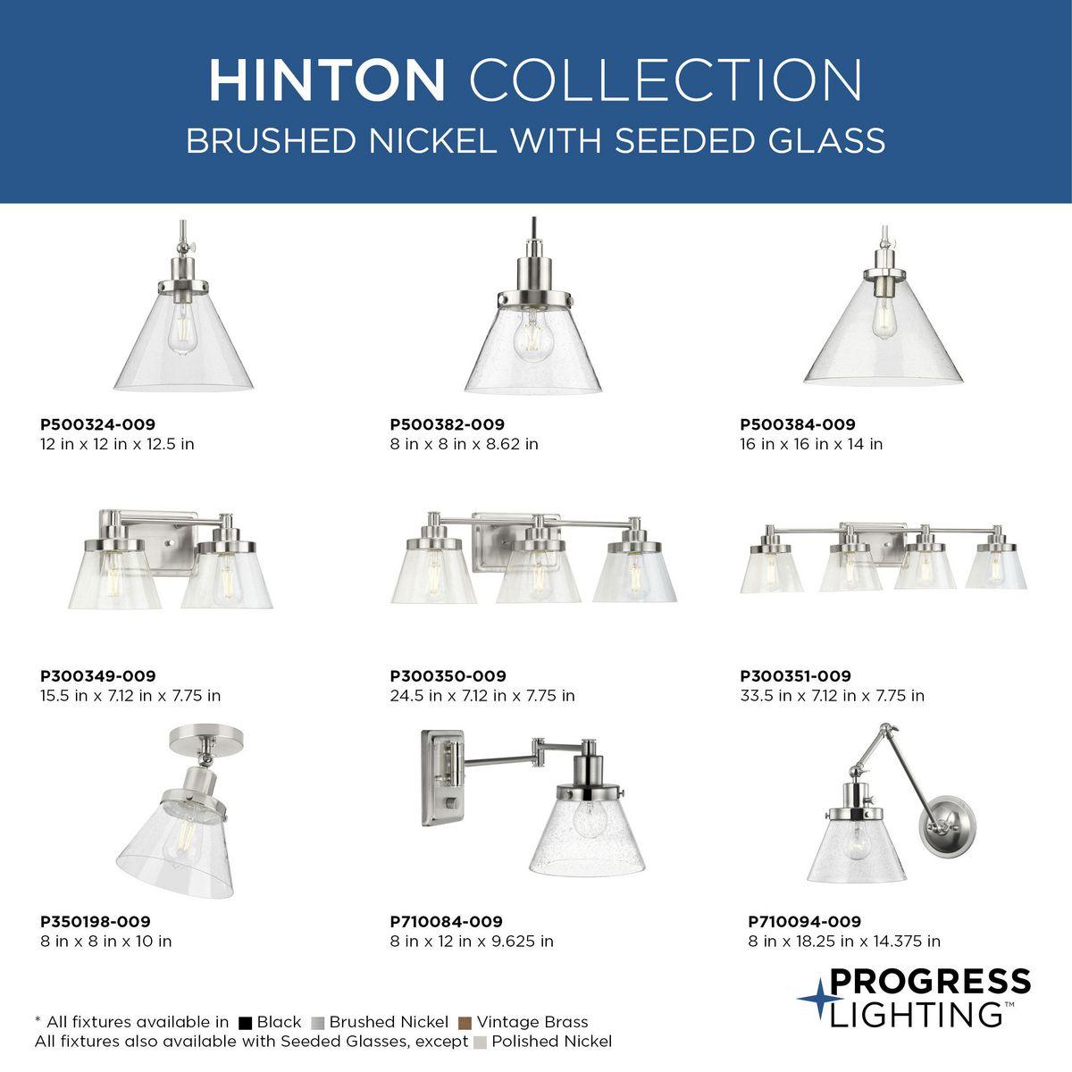 Progress Lighting Hinton 1-Light Pendant Vintage Brass Cone Shade Collection