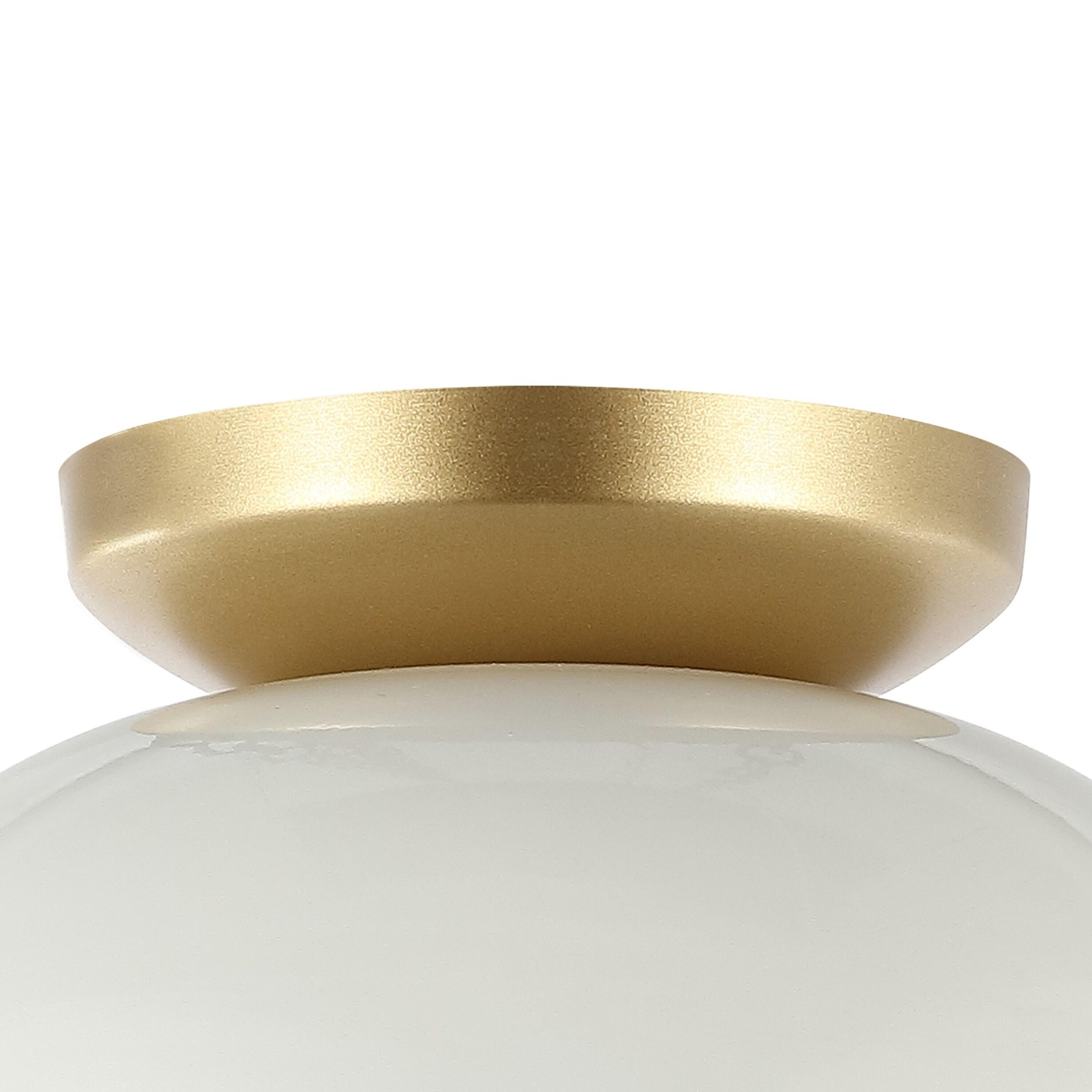Paulina 8.5" 1-Light Classic Industrial Iron LED Flush Mount, White/Gold Painting