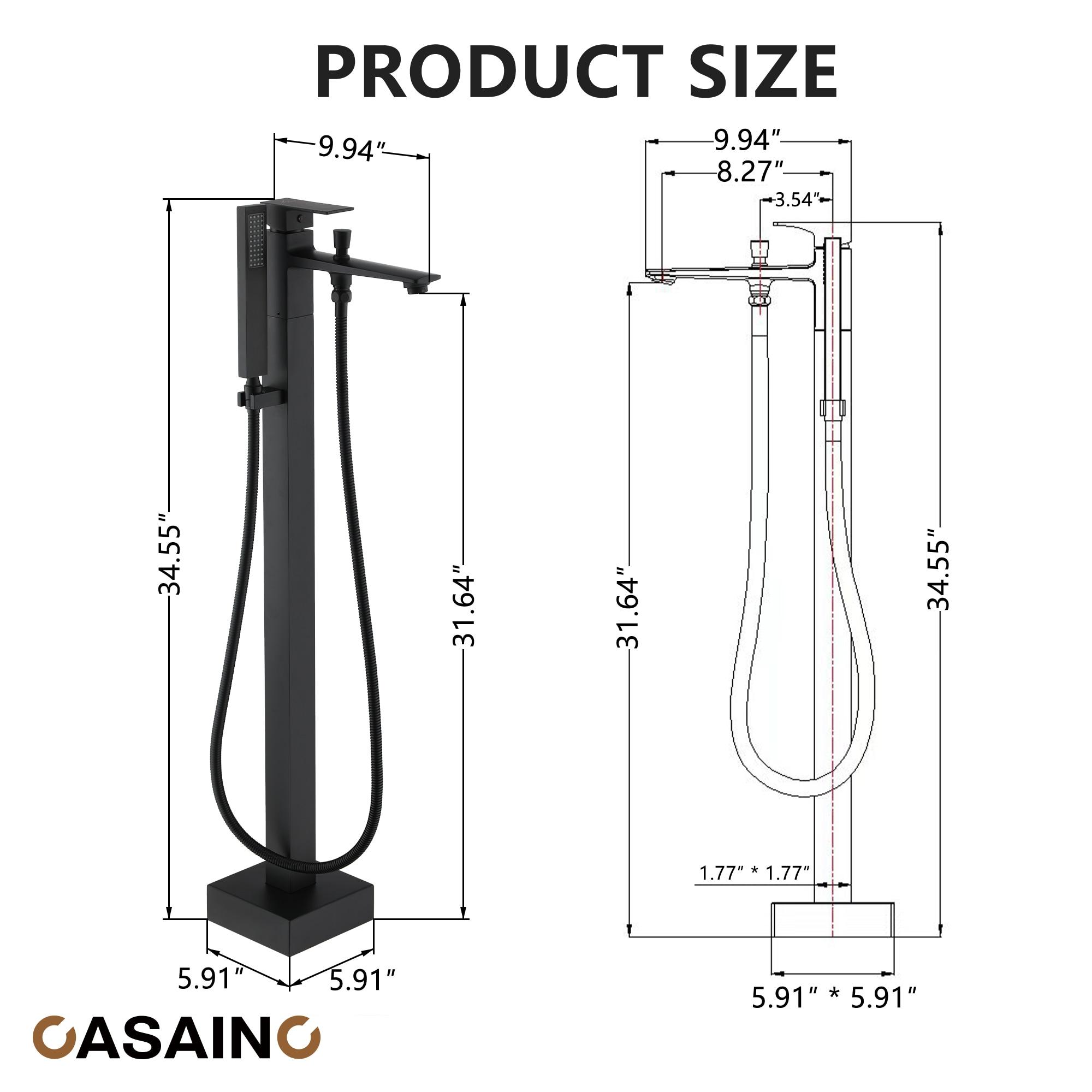 1-Handle Floor Mount Freestanding Tub Faucet with Handheld Shower in Matte Black