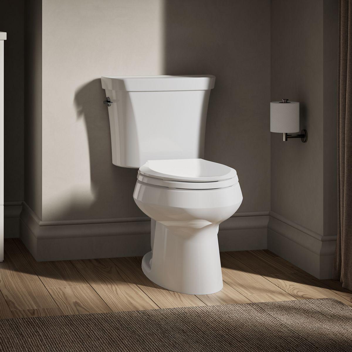 White Compact Elongated One-Piece Dual Flush Toilet