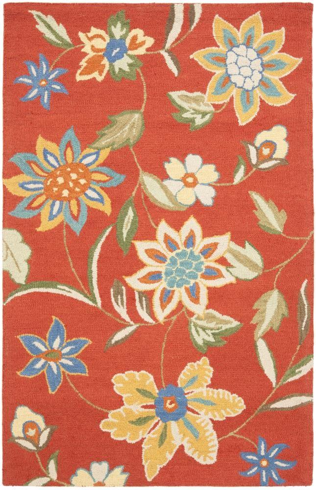 Blossom BLM673 Hand Hooked Area Rug - Rust/Multi - 6'x9' - Safavieh..