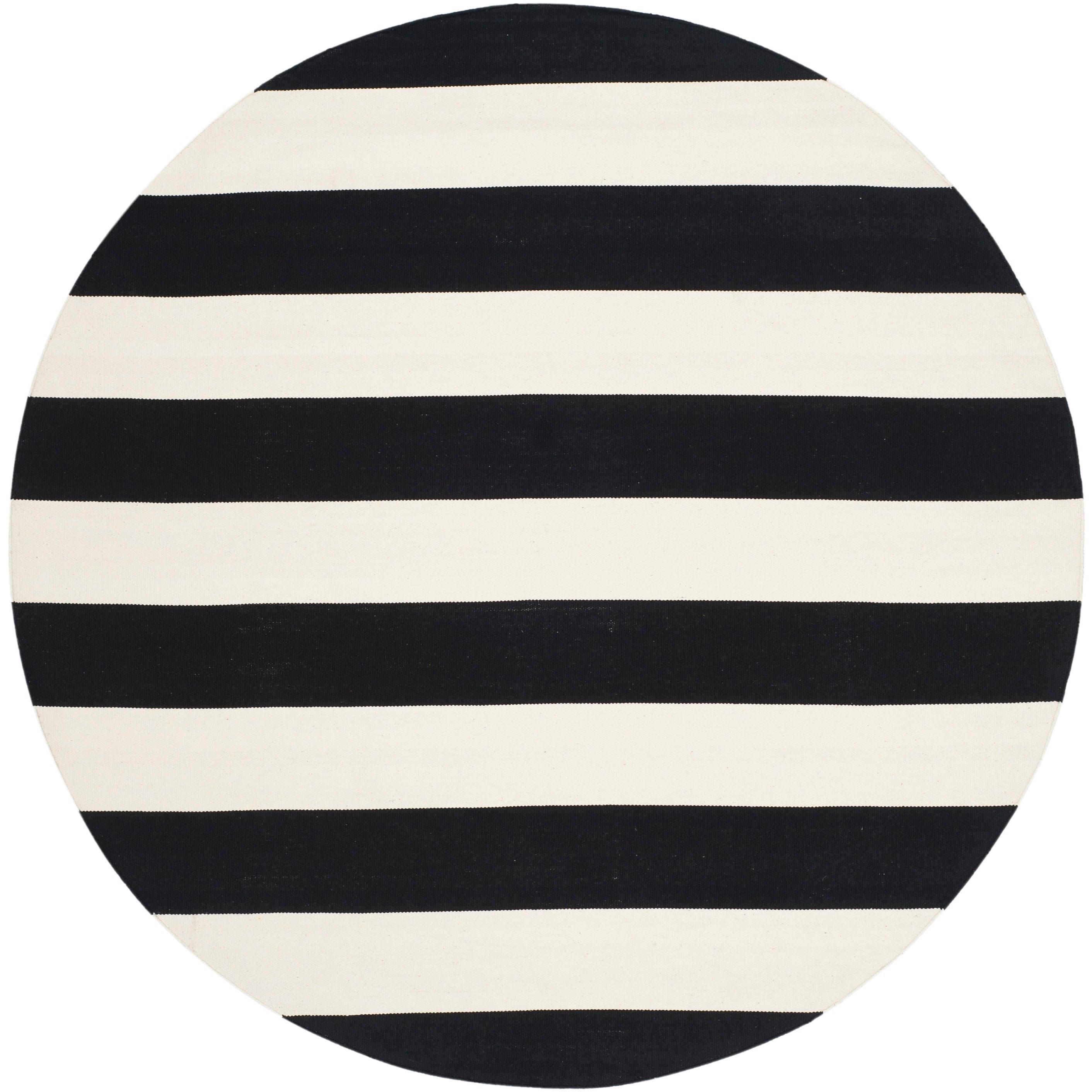 Montauk MTK712 Hand Woven Area Rug - Black/Ivory - 4' round - Safavieh.