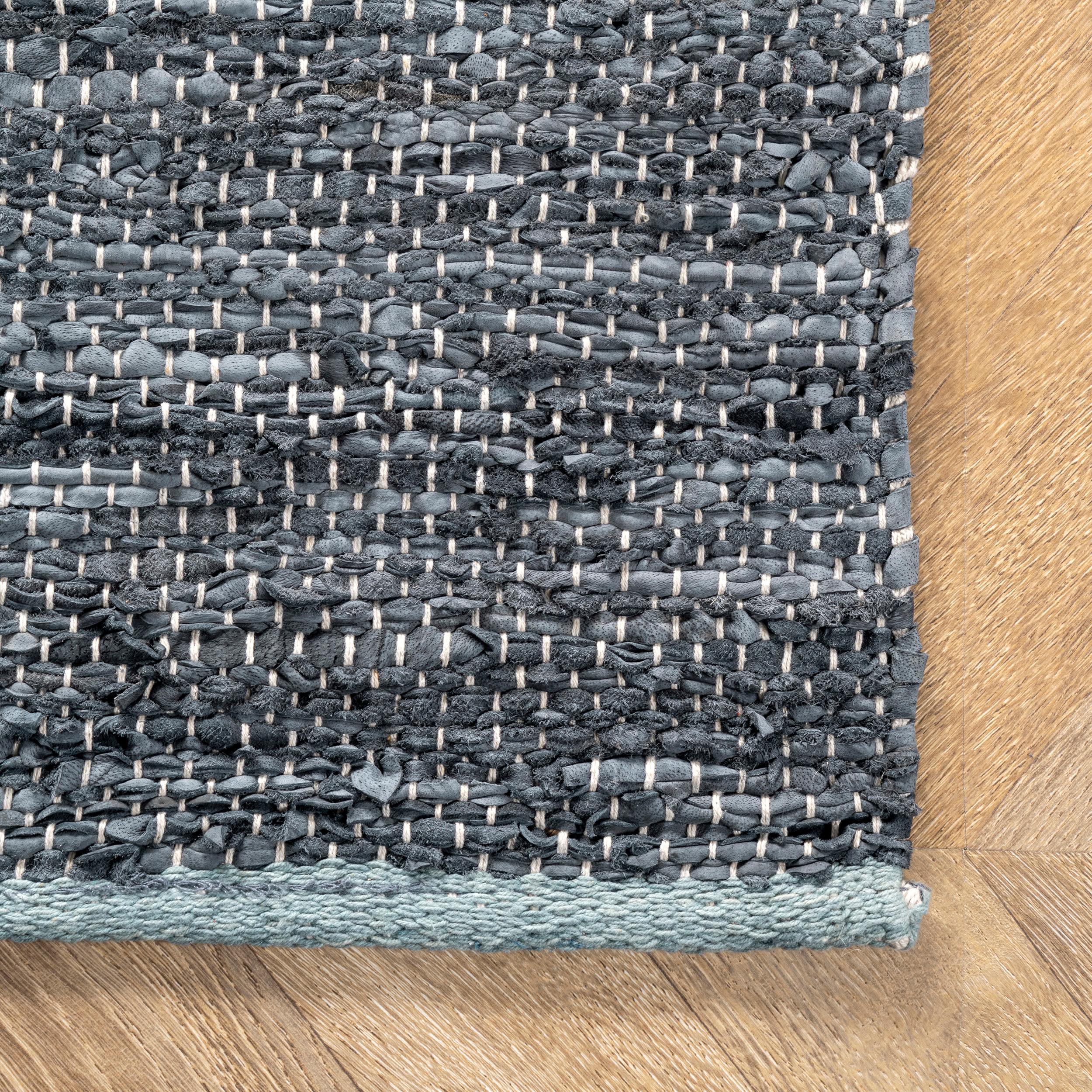 Nuloom Farren Hand Woven Diamond Leather Indoor Area Rug, 6' x 9'