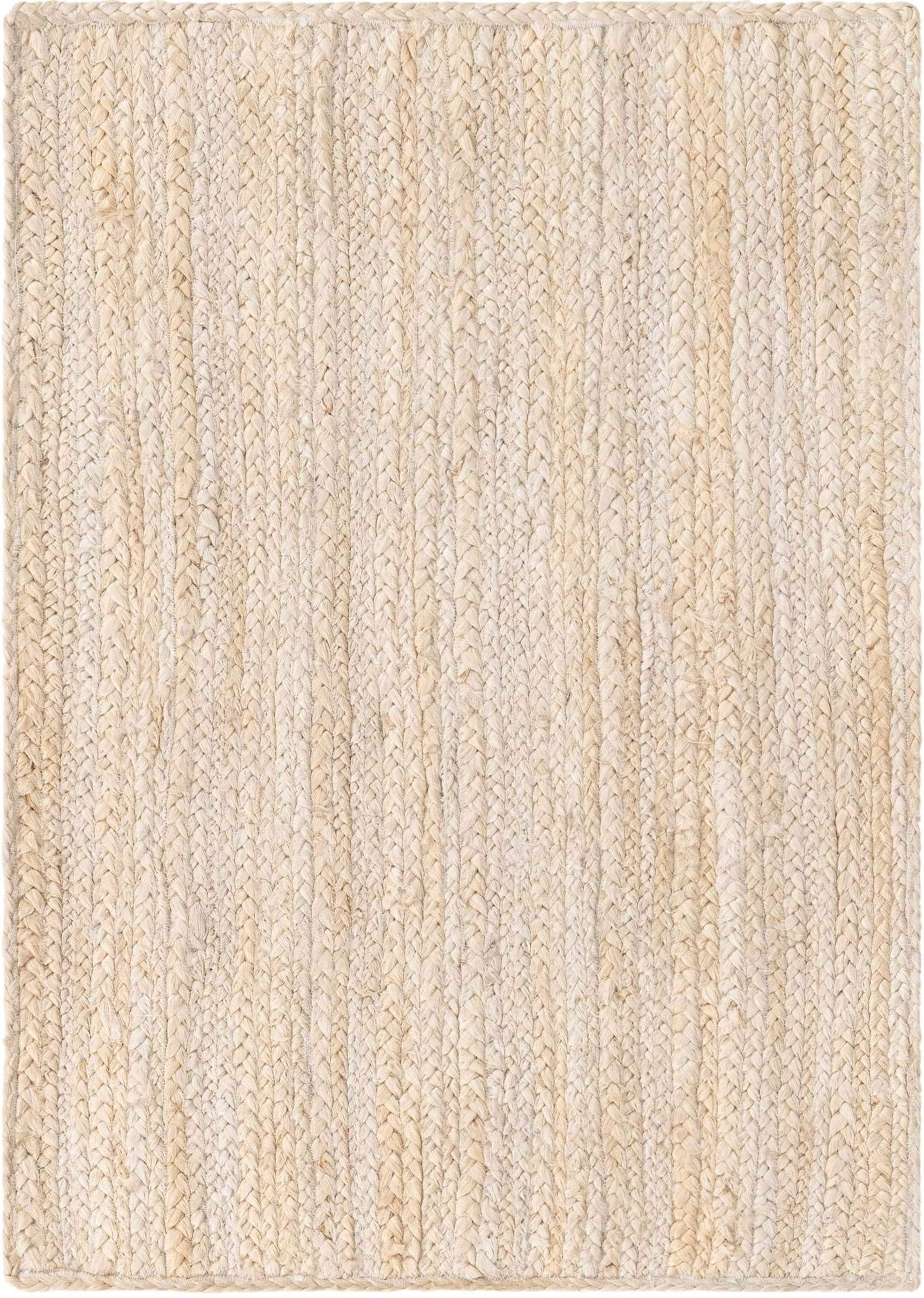Unique Loom 2'x3' Braided Jute Dhaka White Indoor Area Rug