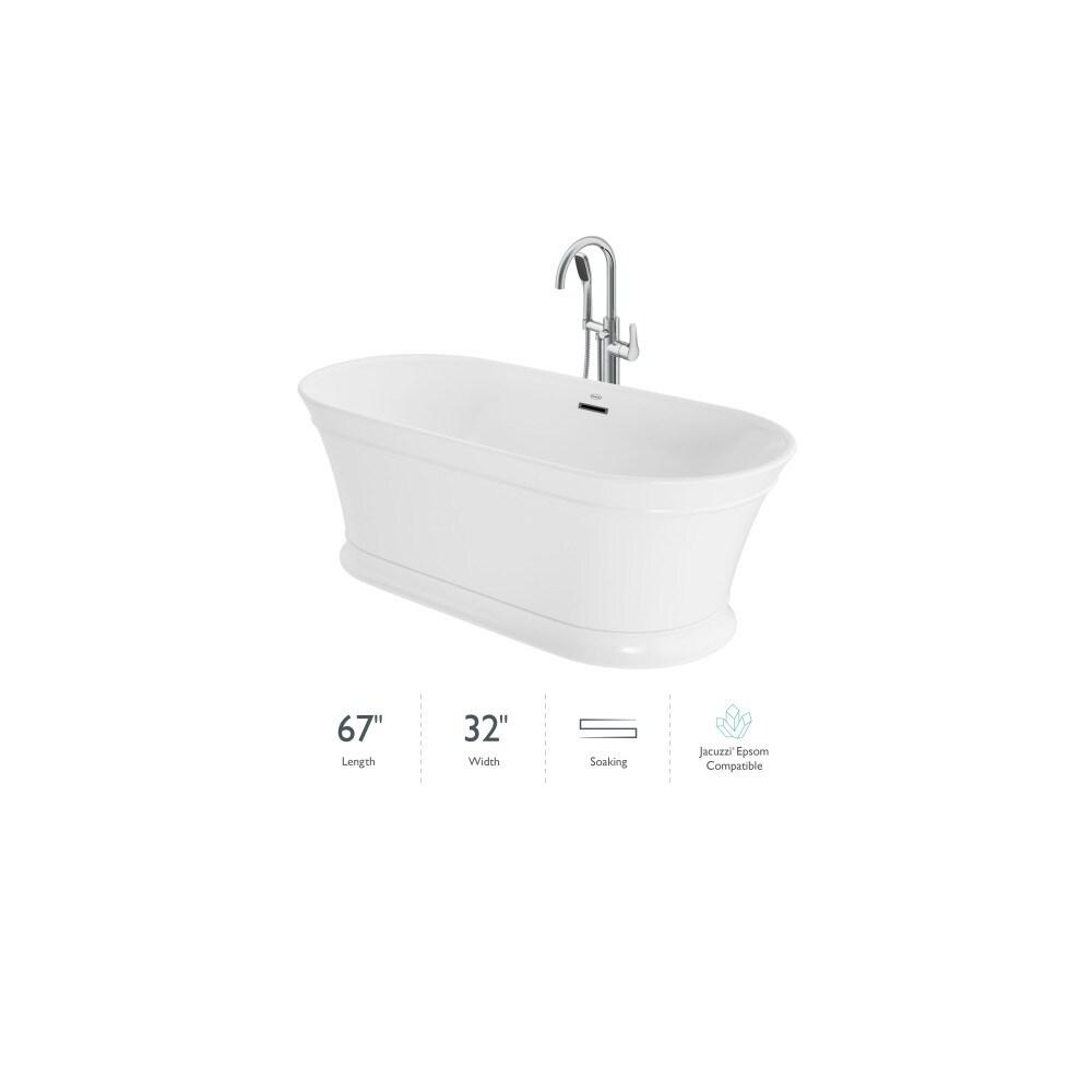 Lyndsay 67" x 32" Freestanding Soaking Acrylic Bathtub with Faucet