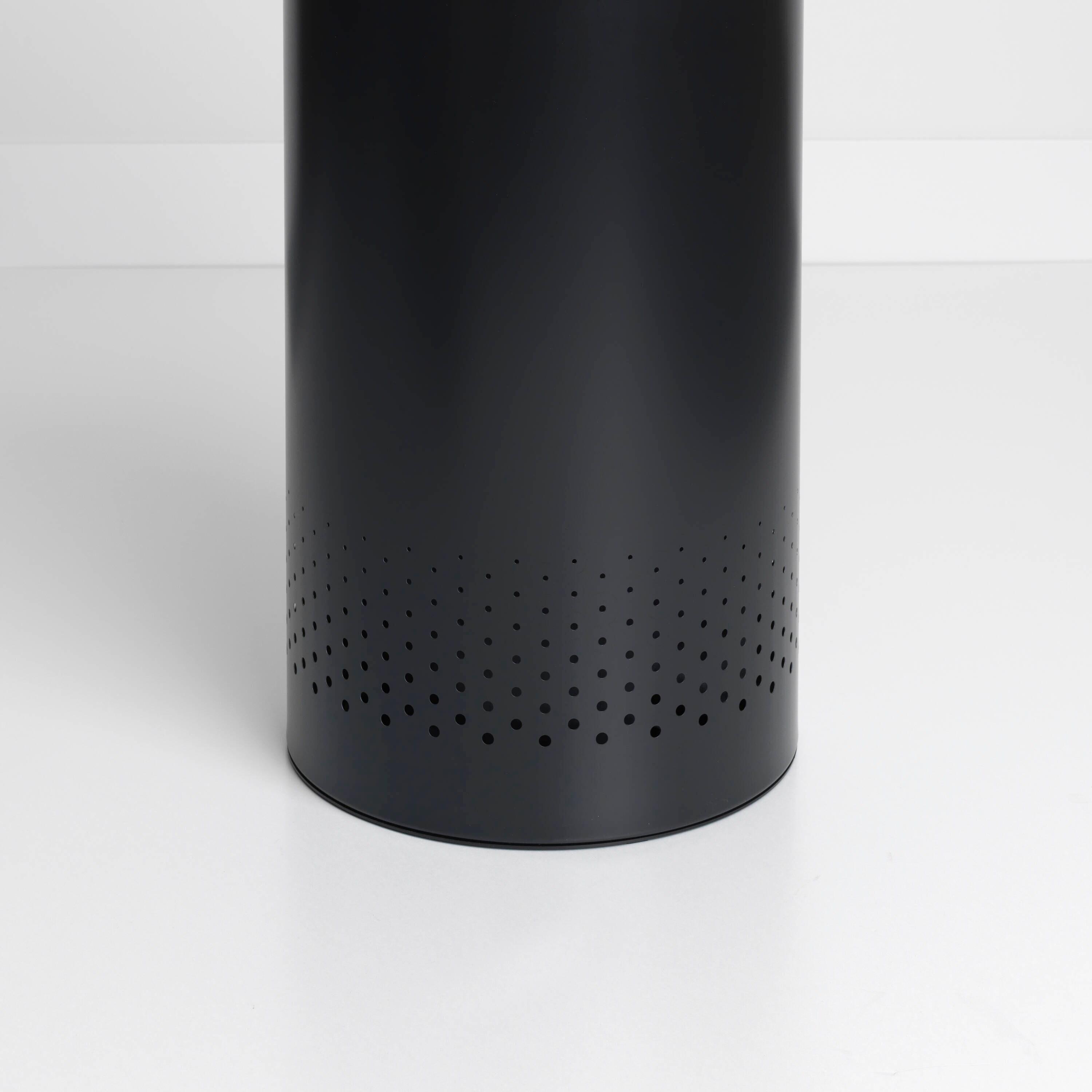 Brabantia - Laundry Hamper - with Cork Lid - Ventilation Holes - Corrosion Resistant Materials - Hygienic - Discrete - Laundry Basket - Bathroom - with Small Hole - Matt Black - 16 Gal