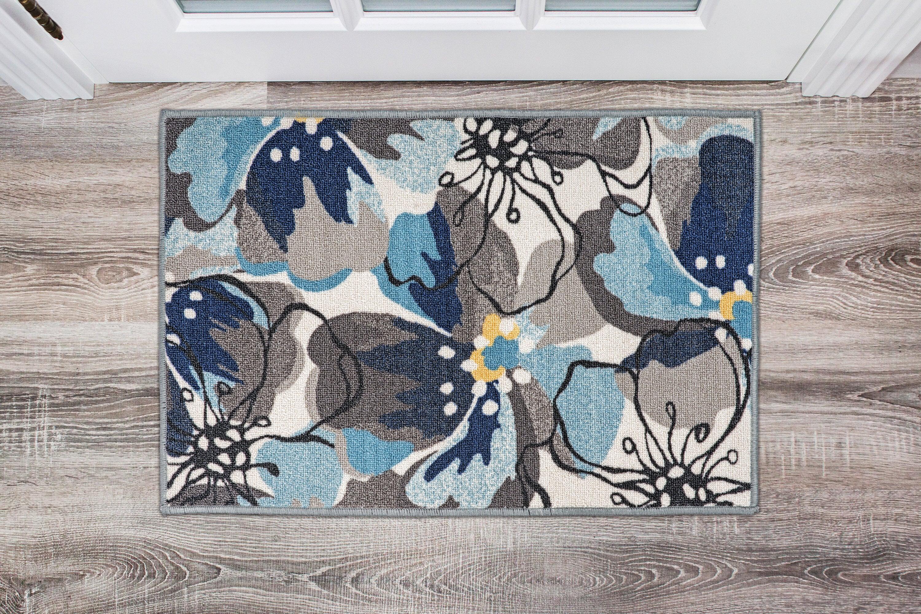 World Rug Gallery Modern Floral Non-Slip (Non-skid) Indoor Area Rug - Gray 20" x 30"