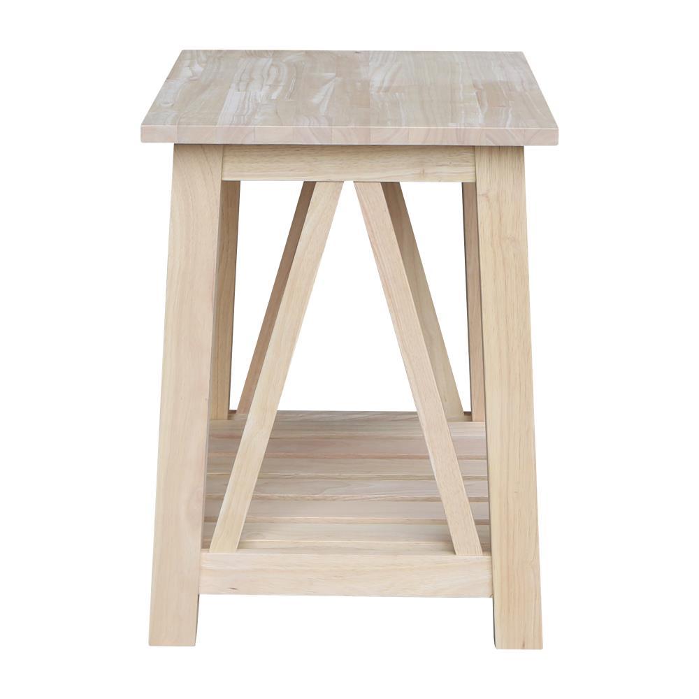 Surrey Solid Wood End Table with Shelf - Unfinished