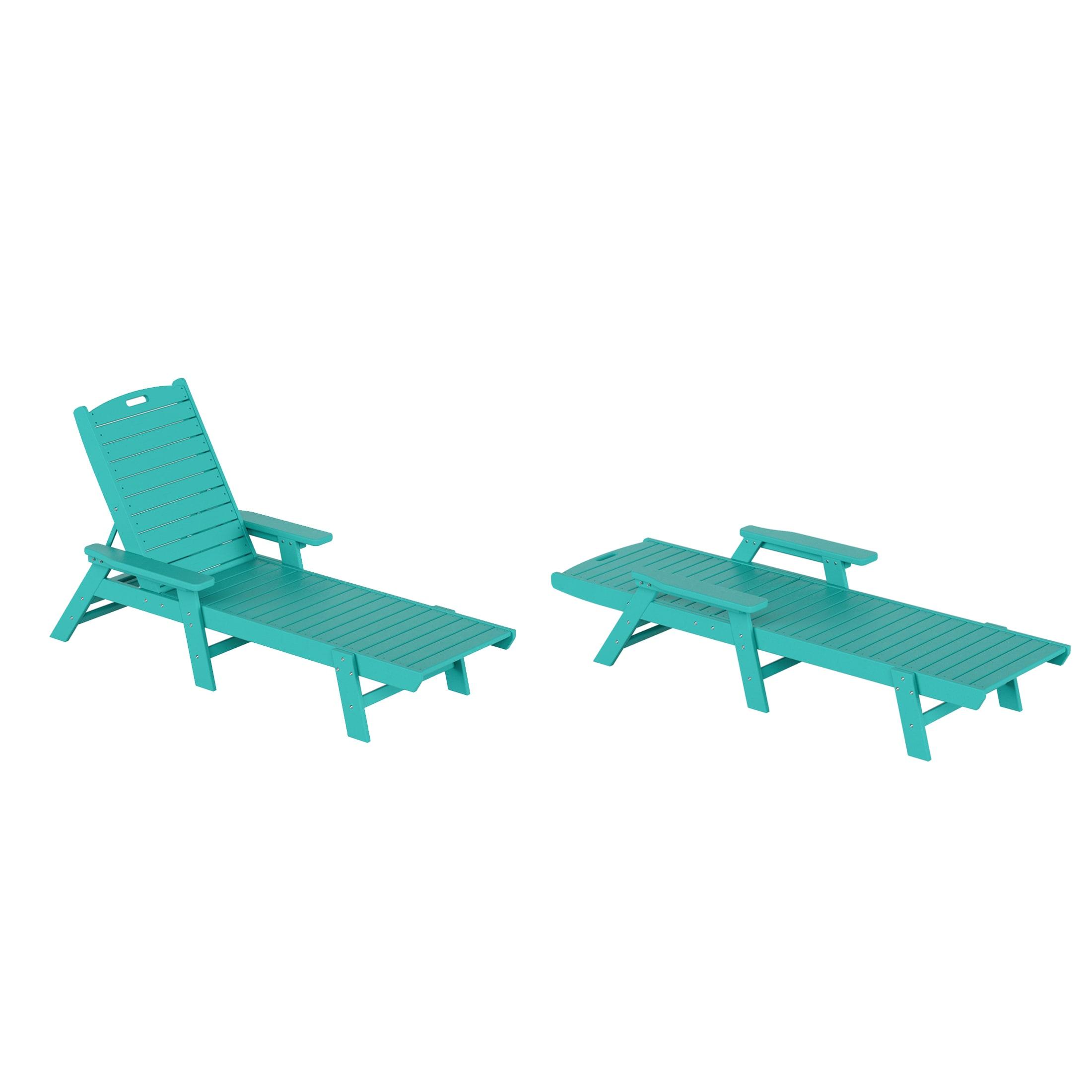 Polytrends All Weather Poly Pool Outdoor Chaise Lounge, Turquoise