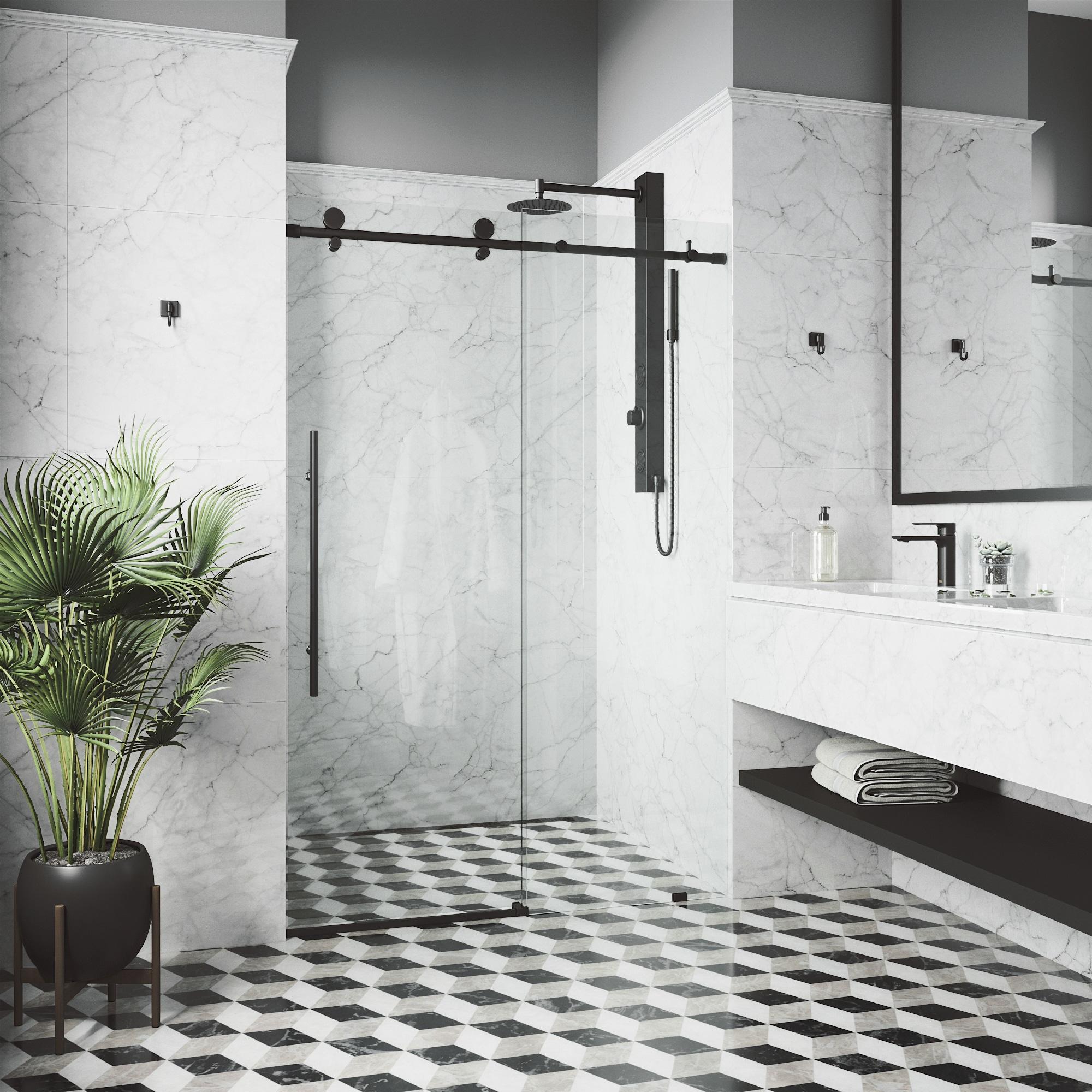 Elan E-Class 56-60" W x 76" H Sliding Frameless Shower Door with 3/8" Clear Glass