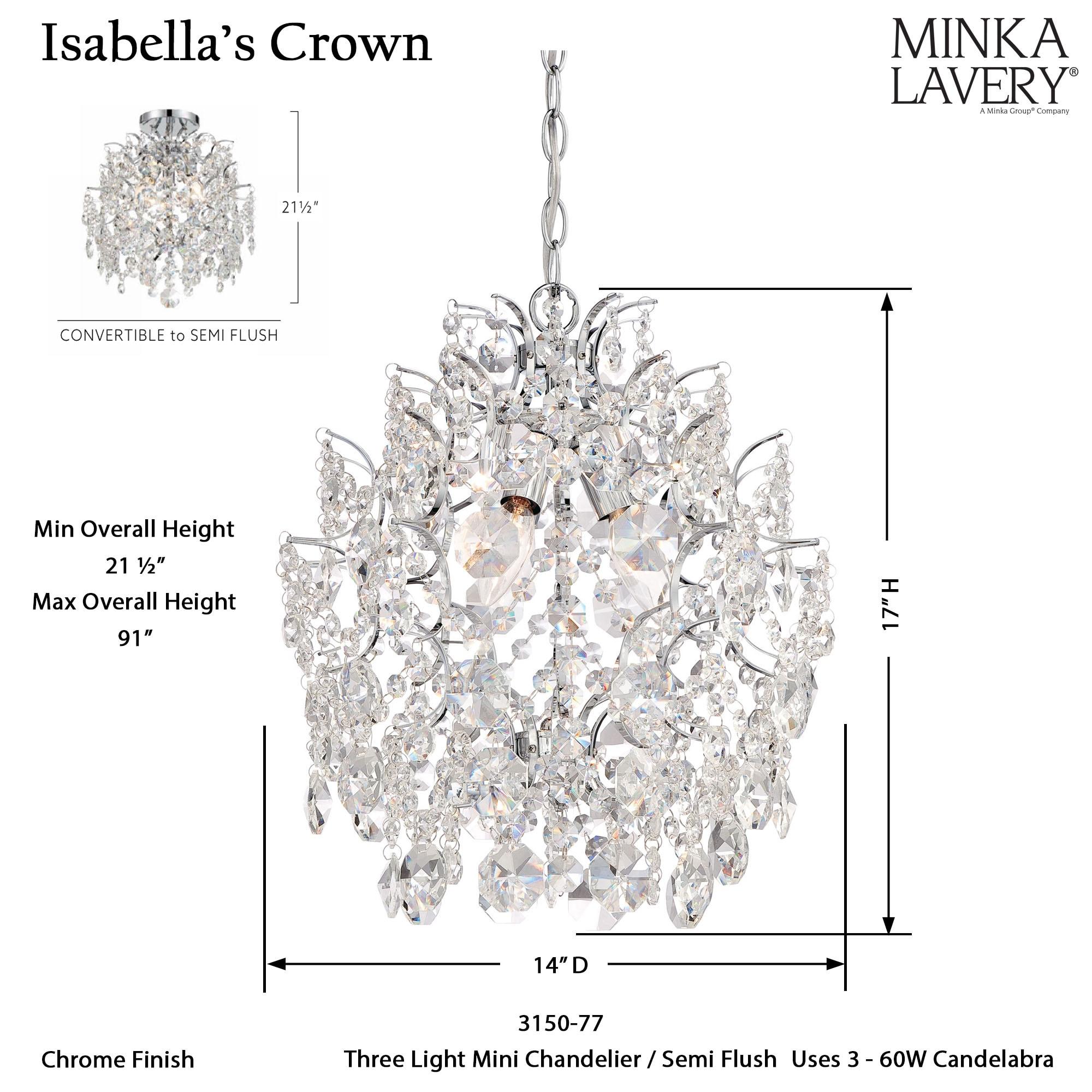 Elegant Chrome Mini Chandelier with Crystal Accents, 3-Light