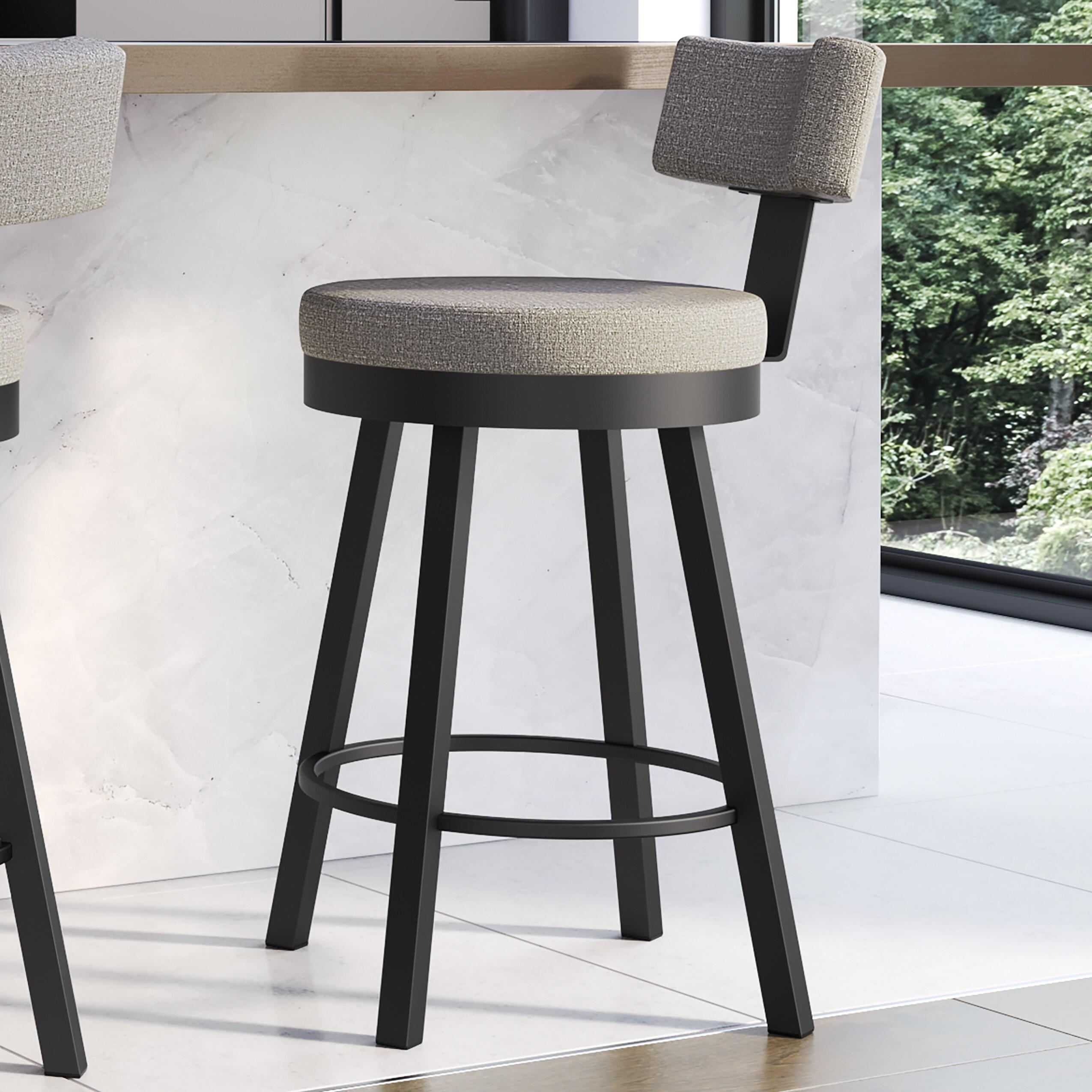 Amisco Morgan Counter Height Barstool : 360 Swivel, Polyester Upholstery, Steel Frame, 300lbs Capacity