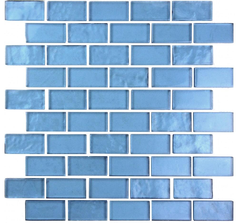 Abolos Landscape 1 in. x 2 in. Translucent Glass Plastic Face Mounted Brick Mosaic Designer Pool Tile