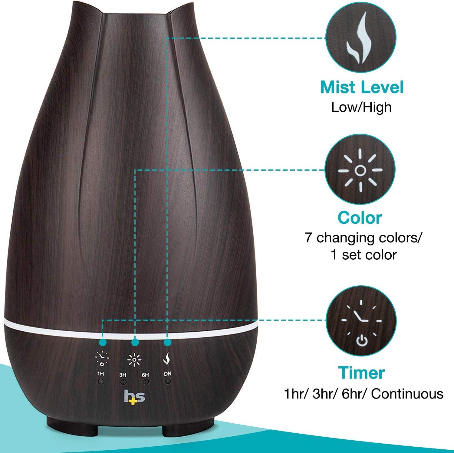 HealthSmart Aromatherapy Diffuser Cool Mist Humidifier for Essential Oils - Brown