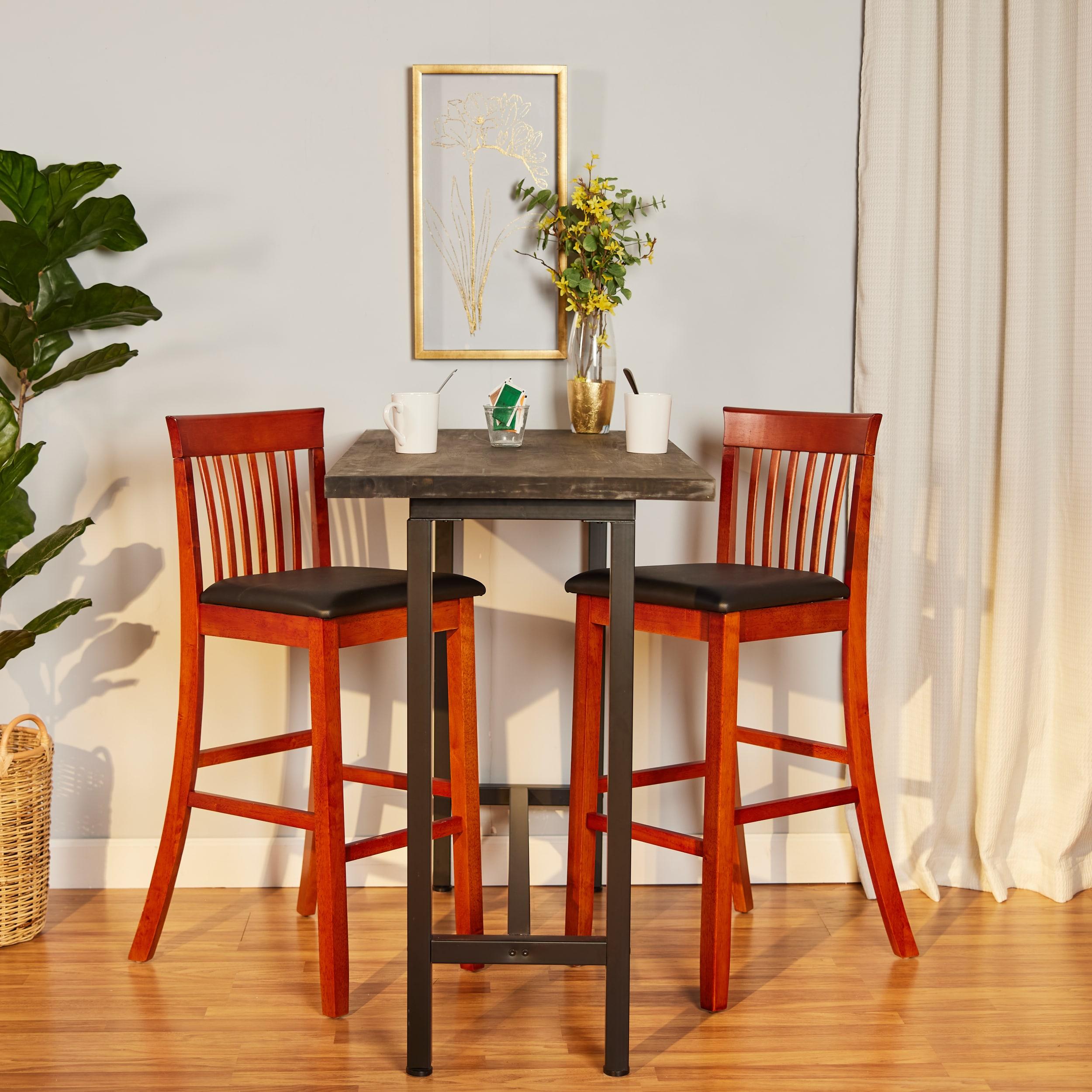 30" Torino Craftsman Padded Seat Barstool Hardwood/Dark Cherry - Linon: Rubberwood, 31" High