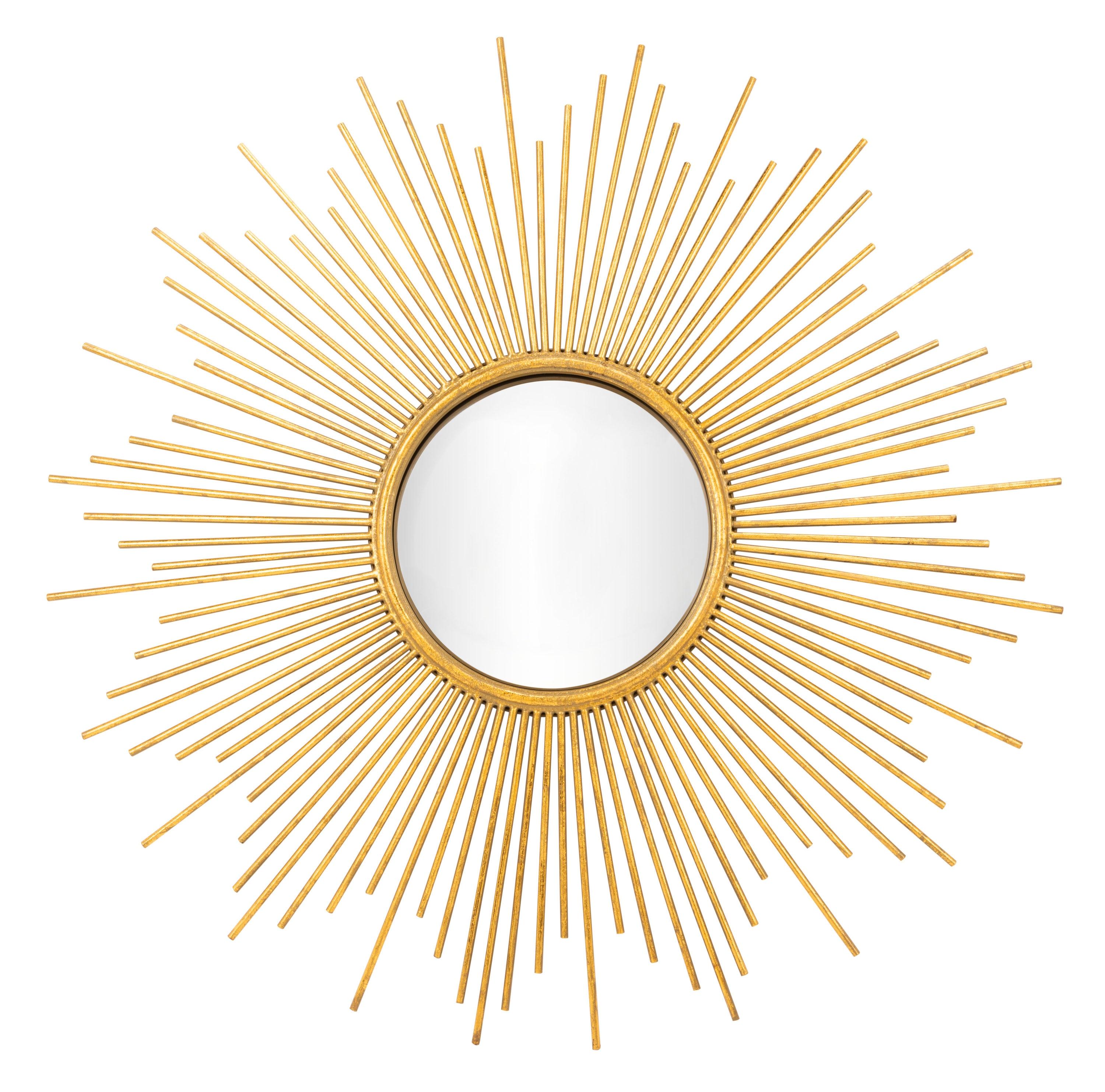 40.5" Gold Sunburst Round Wood Wall Mirror