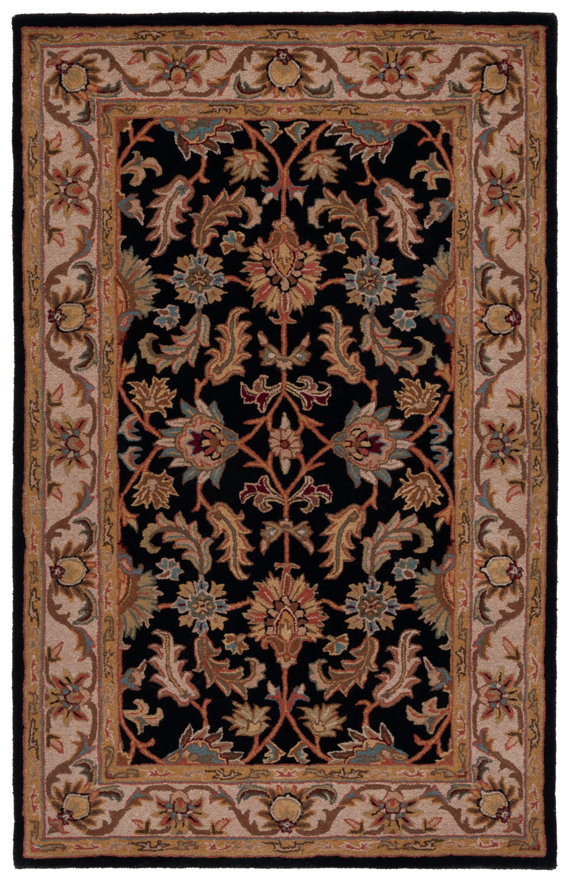 Heritage HG628 Hand Tufted Area Rug - Black/Beige - 4'x6' - Safavieh.